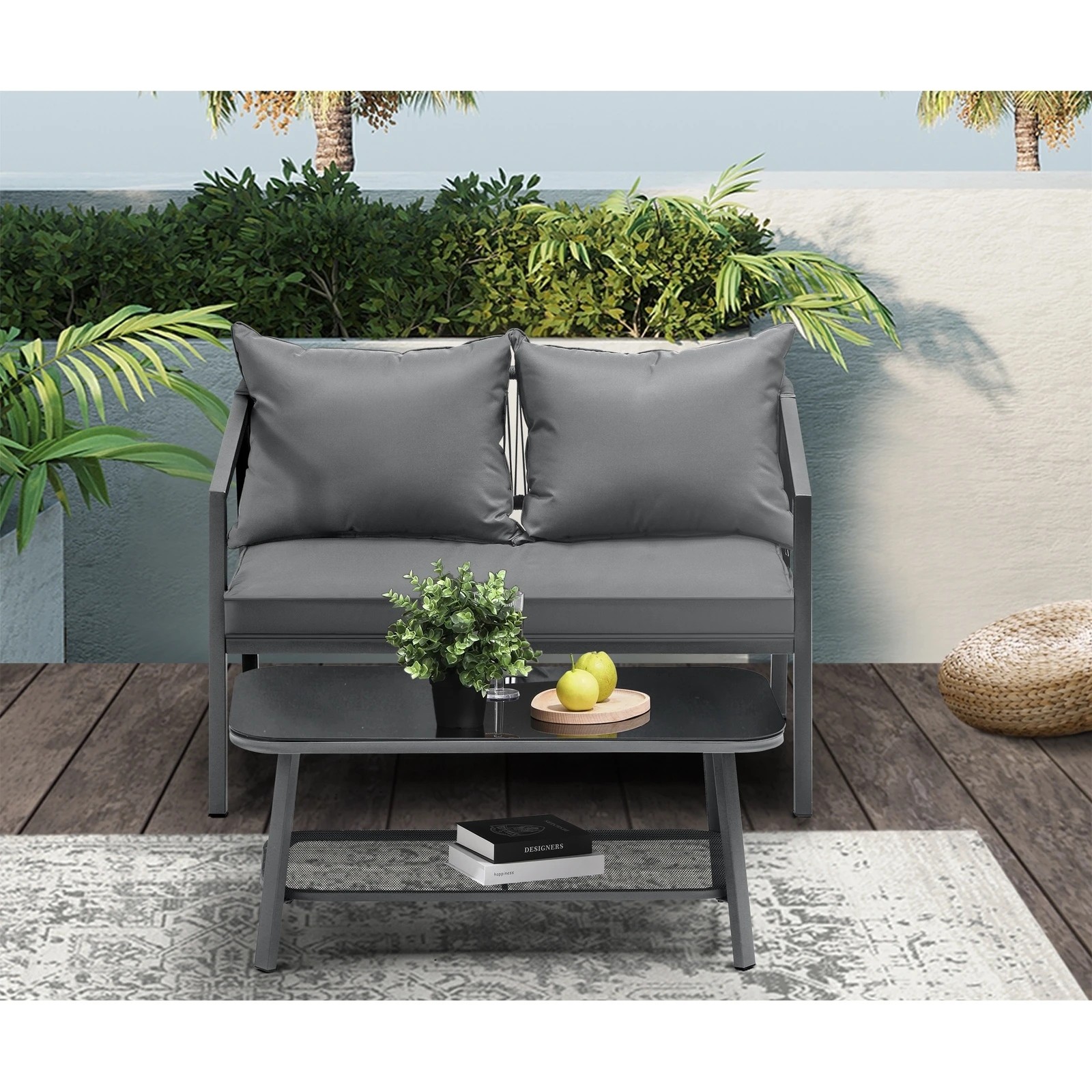 9 Livsip Set Of 2 Outdoor Furniture Setting Garden Patio Lounge Sofa Table Chairs
 - Grey, 9 of 10