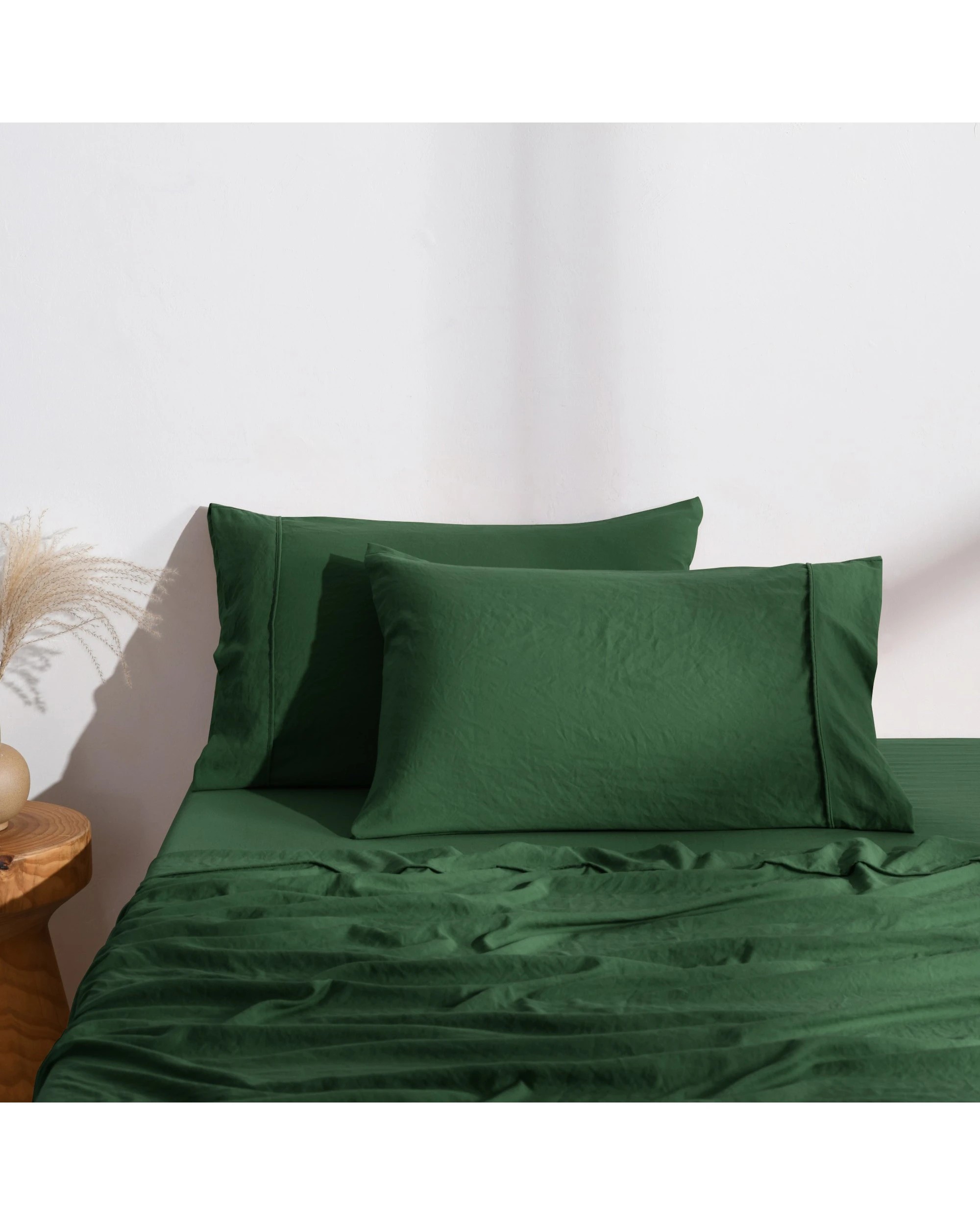 1 Dreamaker Superfine Washed Microfibre Standard Pillowcase Twin Pack - Hunter Green, 1 of 6