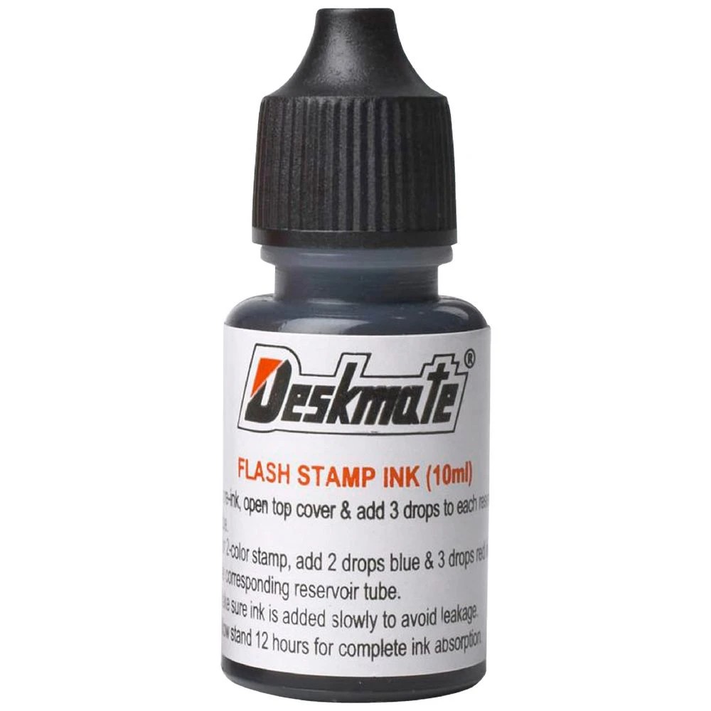 1 Deskmate Pre-Inked Office Stamp Refill Ink 10mL Black, 1 of 1