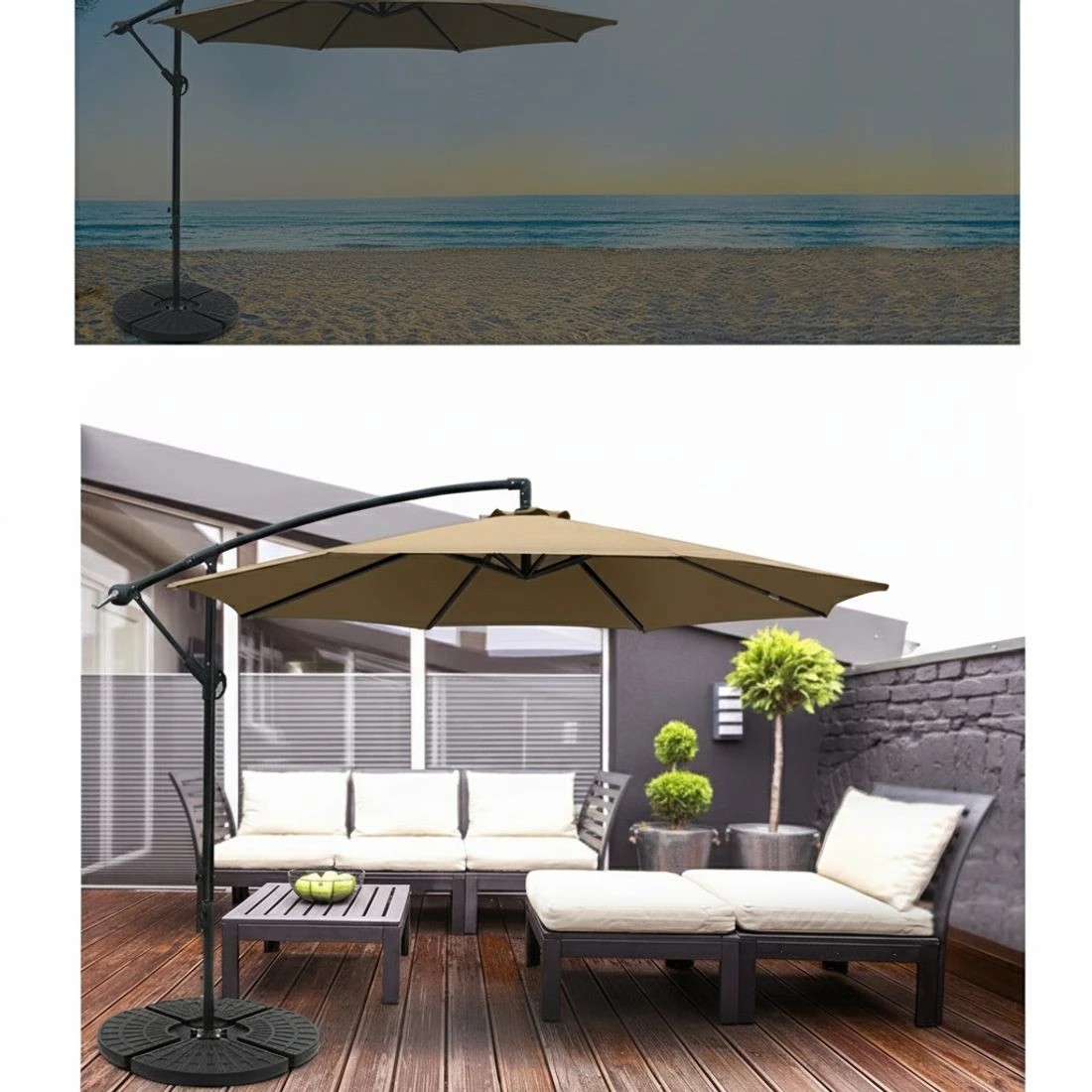 4 Instahut 48cm Outdoor Umbrella Base Stand 4 Plates Pod Cantilever - Black, 4 of 7