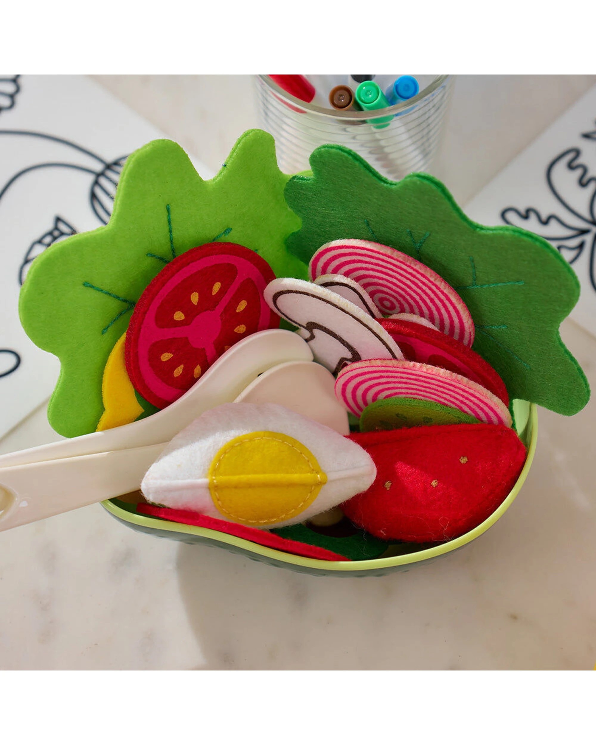 2 Annabel Trends 22pc Fabric Play Kit Kids Child Toy Salad Bowl Pretend Play Set - Multi, 2 of 4