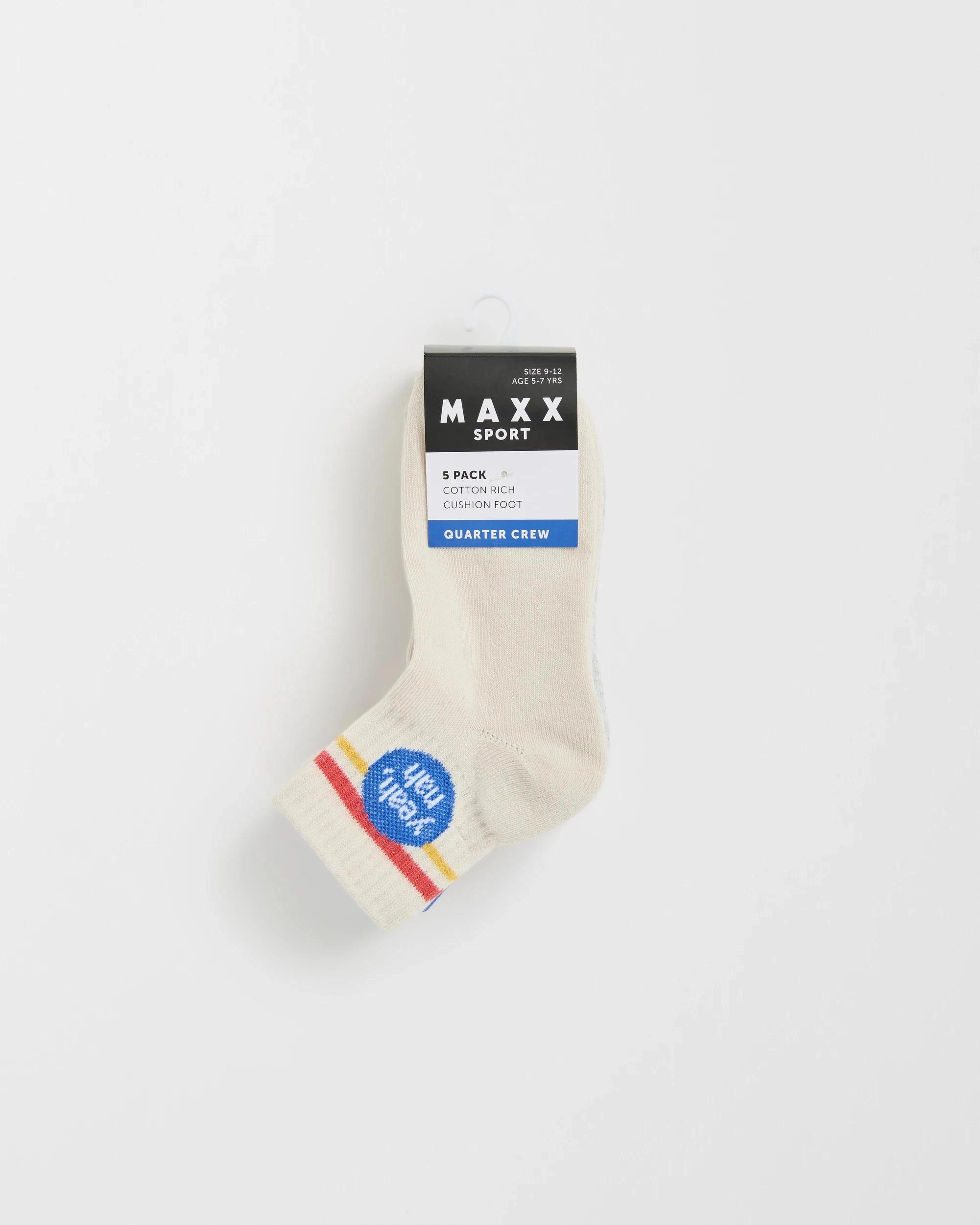 3 Maxx 5 Pack Boys Rib Quarter Crew Socks YEAH NAH, 3 of 3
