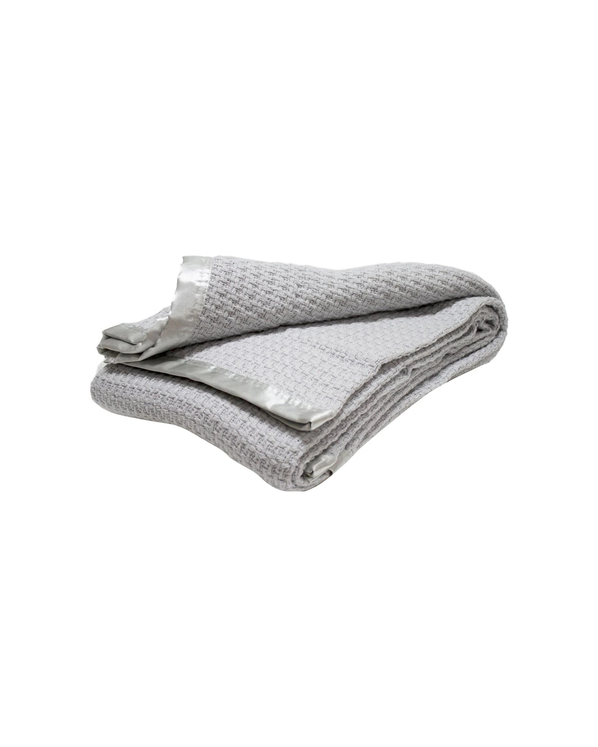 2 Onkaparinga Moss Weave Cotton Blanket Bassinet Australian Cotton Soft - Silver, 2 of 3