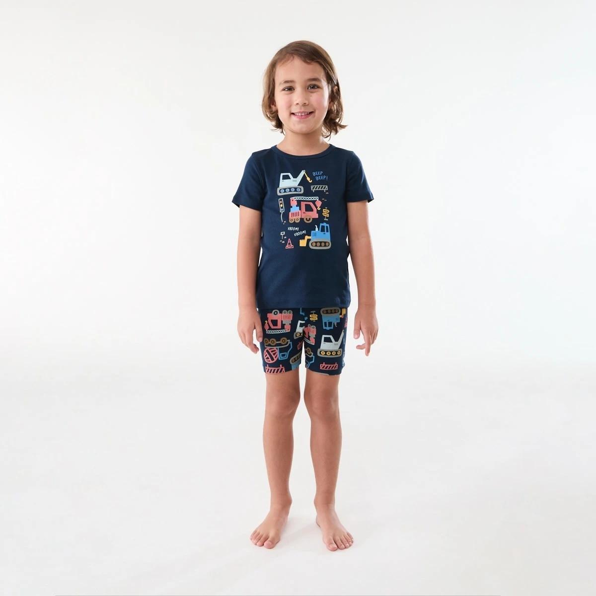 1 Short Sleeve Skinny Rib Pyjama Set NAVY CONSTRUCTION, 1 of 7