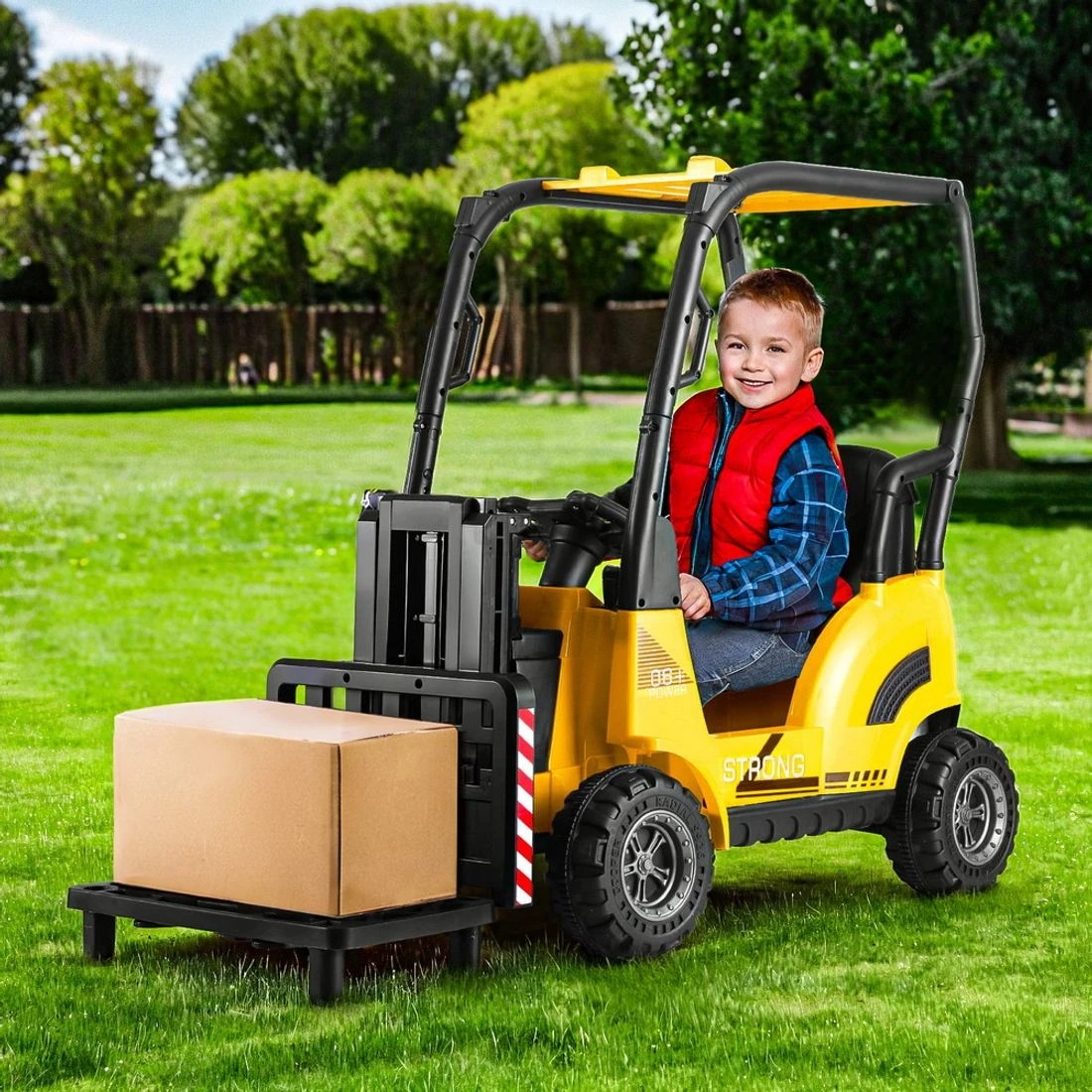 3 Rigo Kids Electric Ride On Car Forklift Loader Toys Cars Horn Remote 12V
 - yellow, 3 of 4