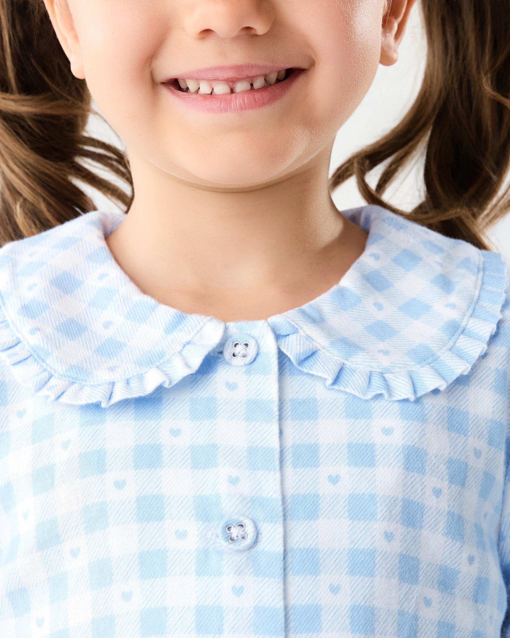 4 Print Flannel Pyjama Set Blu Check, 4 of 7