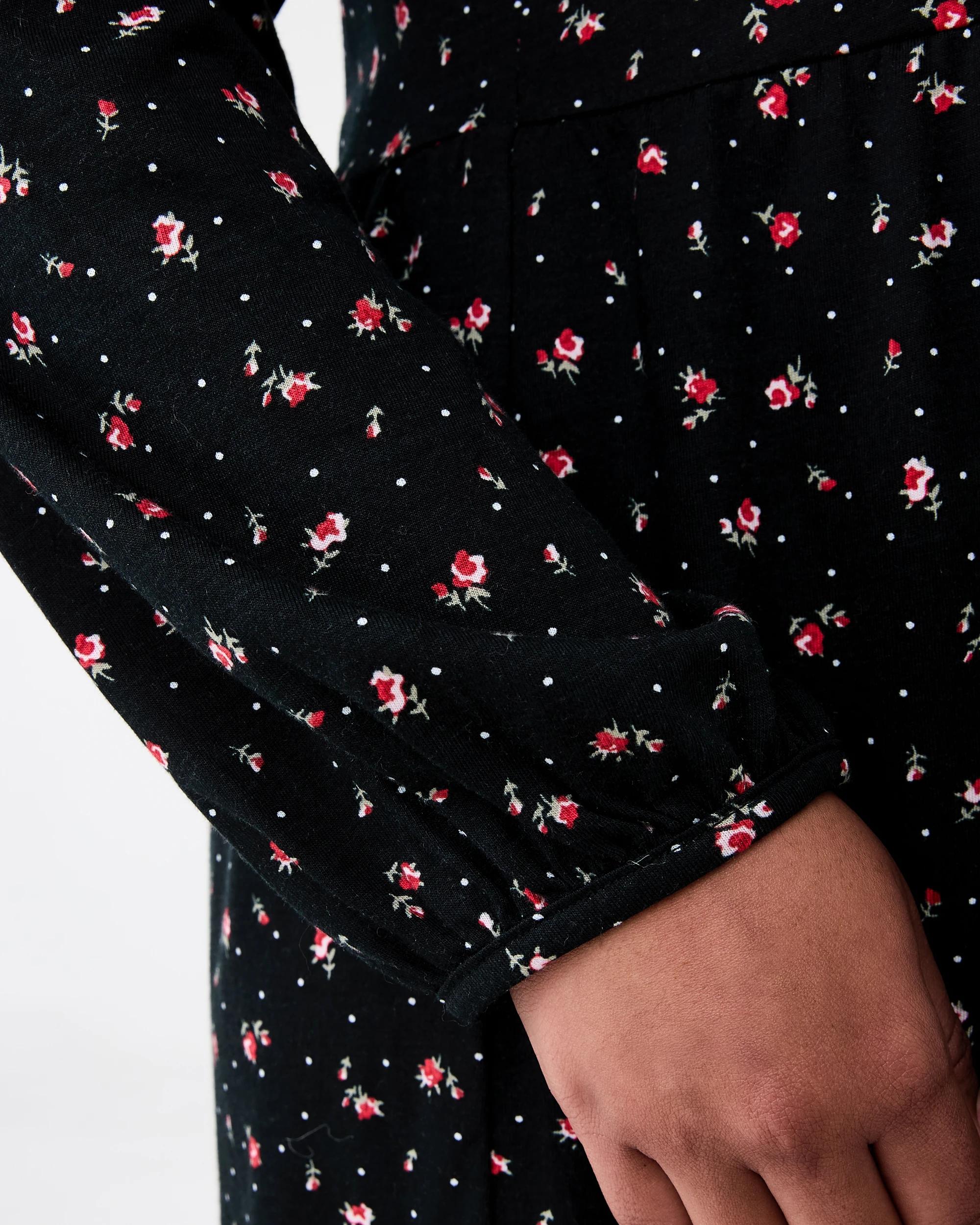 6 Curve Long Sleeve Jersey Dress Ditsy, 6 of 6