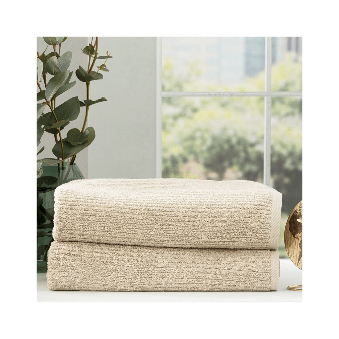 1 2pc Renee Taylor Cobblestone Bath Sheet Towel 160cm Cotton Ribbed 650 Gsm Stone.
 - Natural, 1 of 3