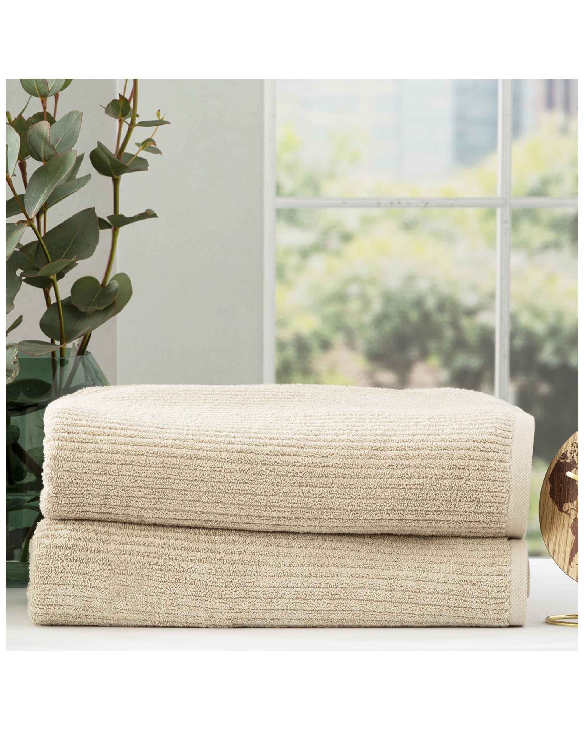 1 2pc Renee Taylor Cobblestone Bath Sheet Towel 160cm Cotton Ribbed 650 Gsm Stone.
 - Natural, 1 of 3
