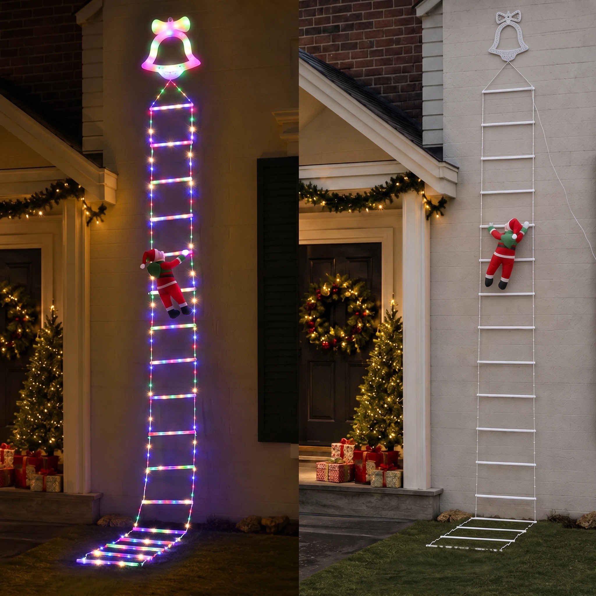4 Jingle Jollys 3.5M Christmas Lights 300 LED Ladder Light with Santa Claus Decor - Multi, 4 of 9