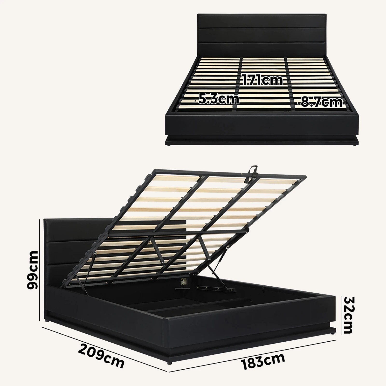 10 Oikiture Rgb Led King Bed Frame Gas Lift Base With Storage
 - Black, 10 of 10