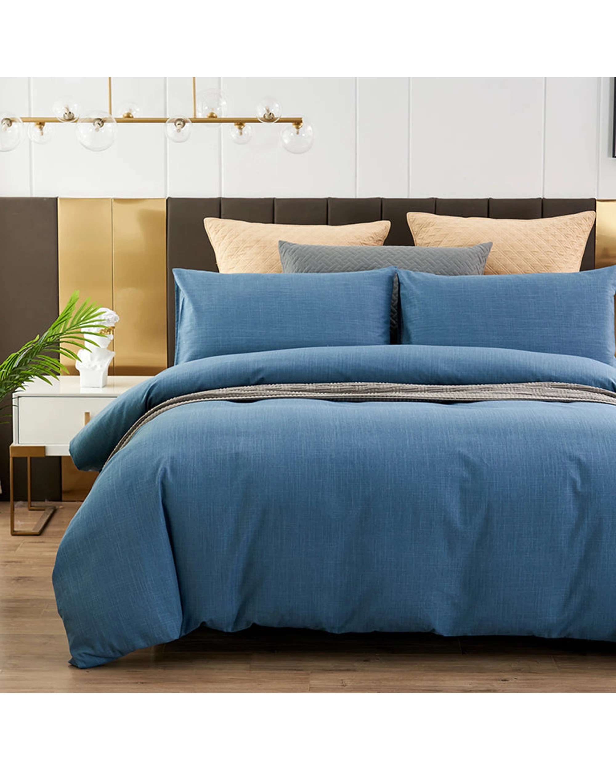 3 Cotton More 100% Slub Cotton Quilt Doona Duvet Cover Set Queen - Blue, 3 of 7