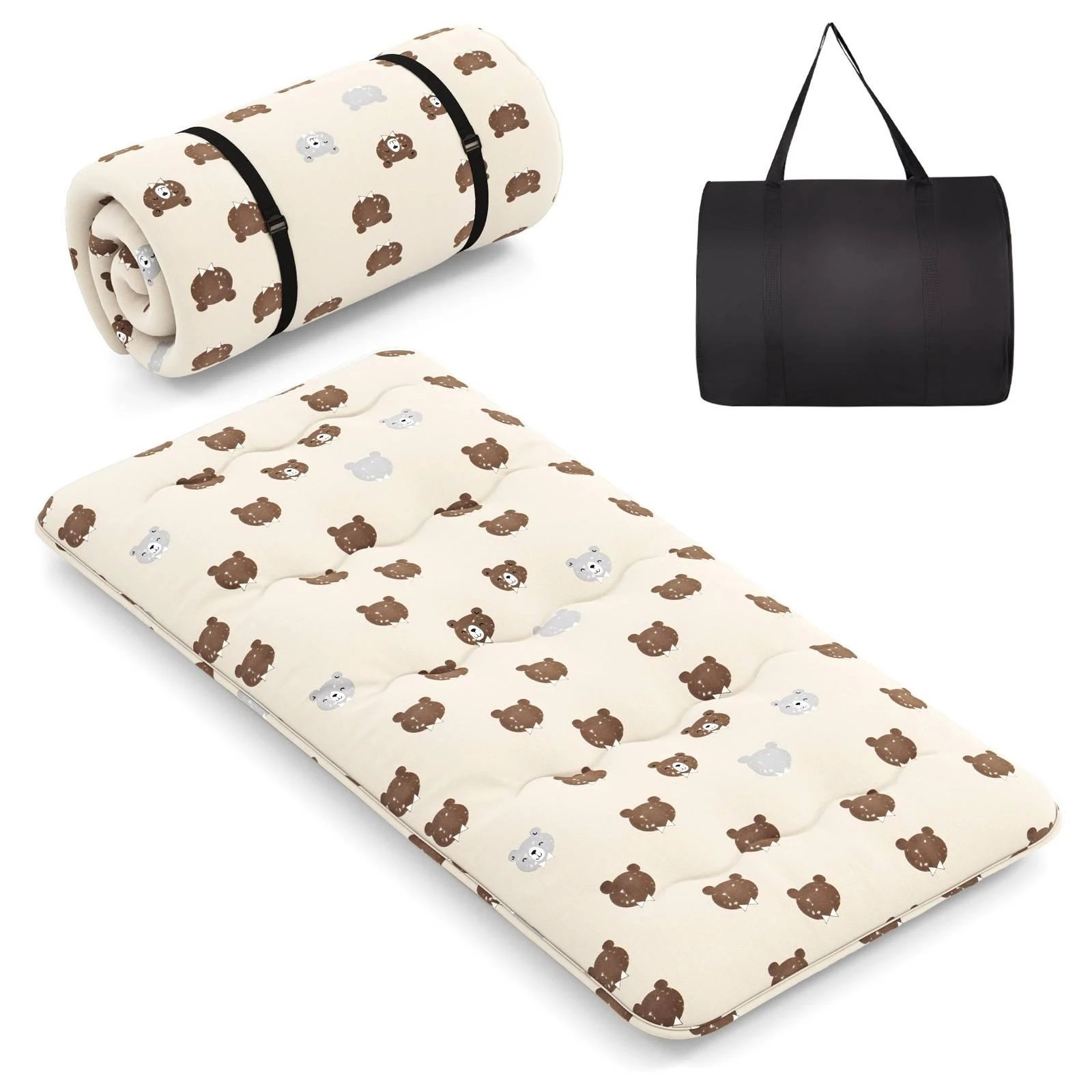 1 Costway Single Size Foldable Mattress Portable Roll Up Mat w/Carry Bag - Brown, 1 of 1