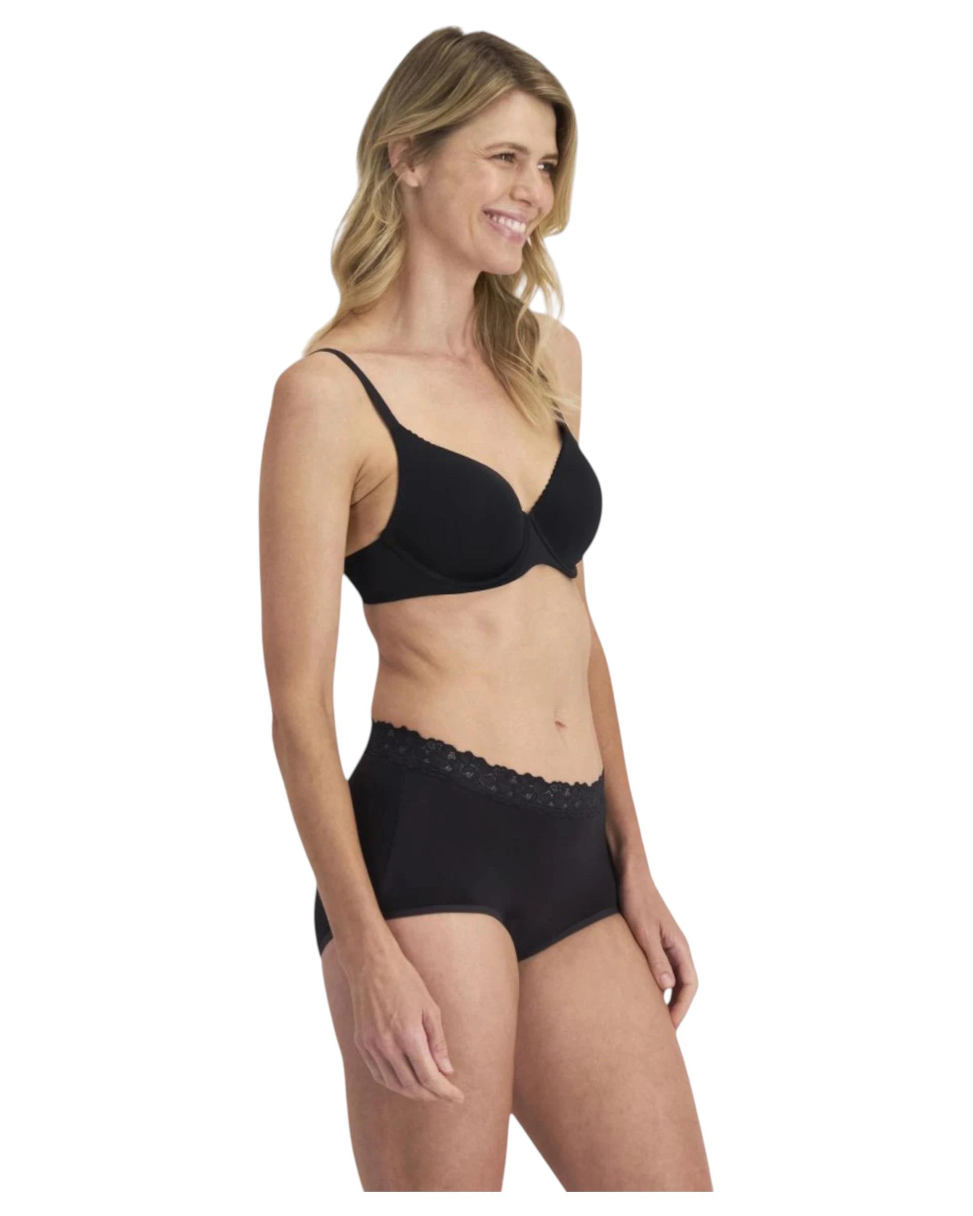 4 Jockey 6 Pack Womens Parisienne Light Leak-Proof Full Brief Underwear BLACK, 4 of 4