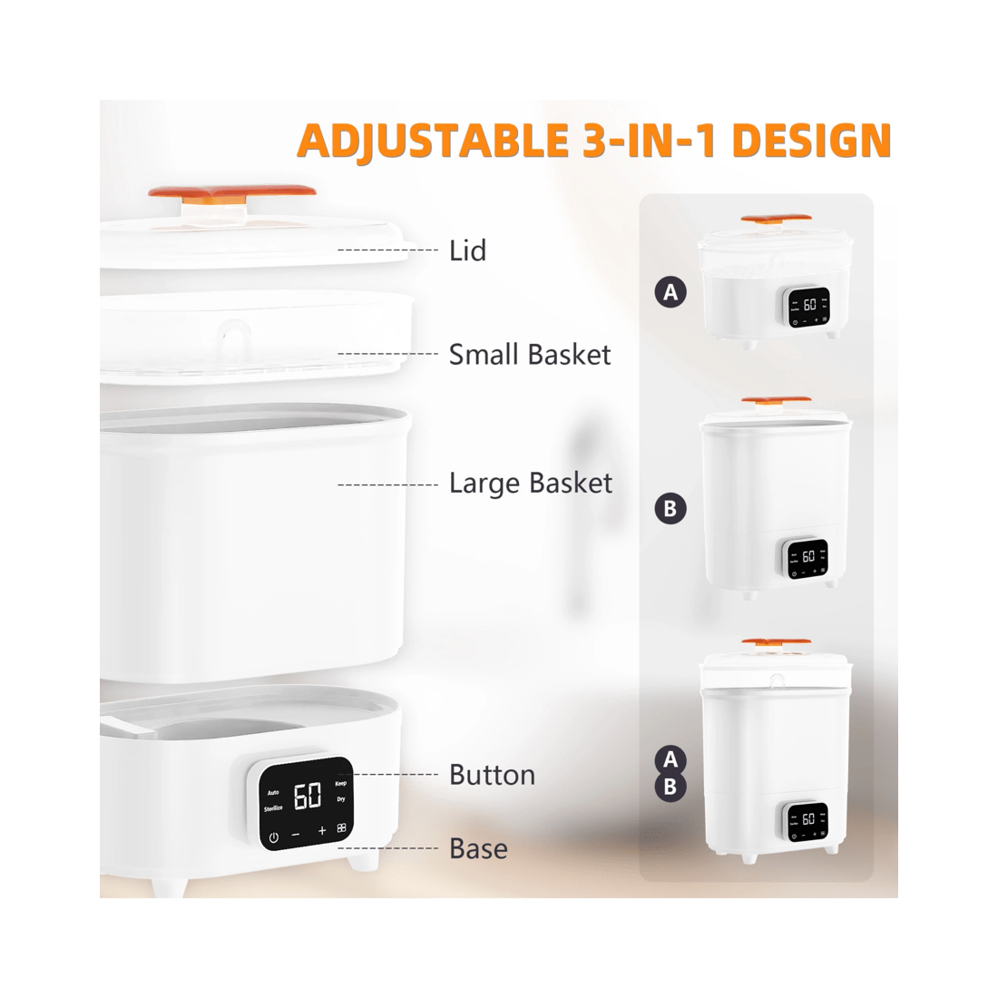 7 Advwin 4-in-1 Baby Bottle Sterilizer and Dryer, Universal Fit For All Baby Items,breast Pump Accessories, 7 of 8