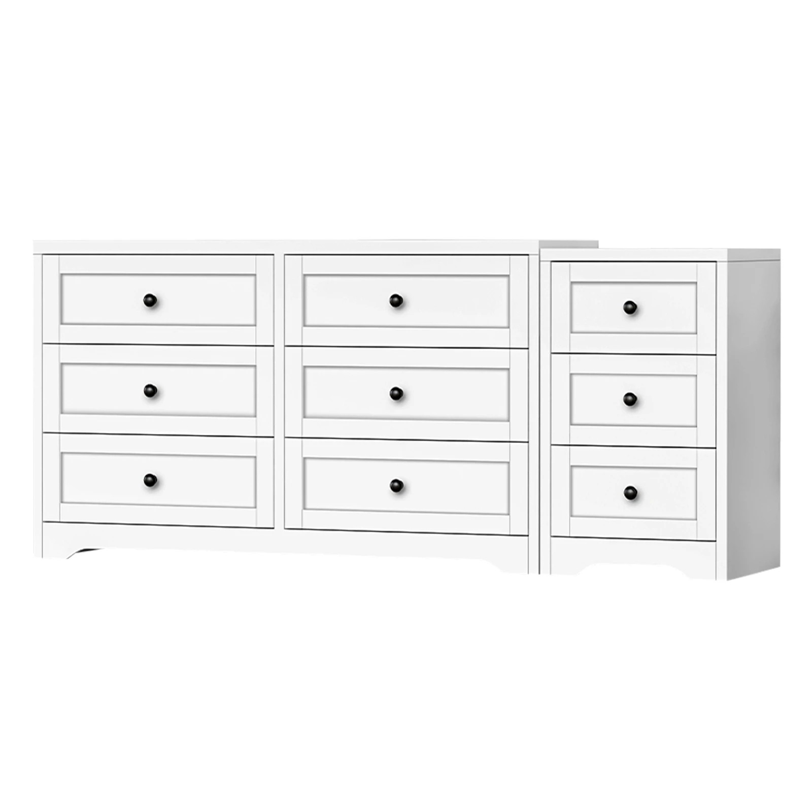 1 Alfordson 6 Chest of Drawers Bedside Table Bedroom Storage Hamptons - White, 1 of 10