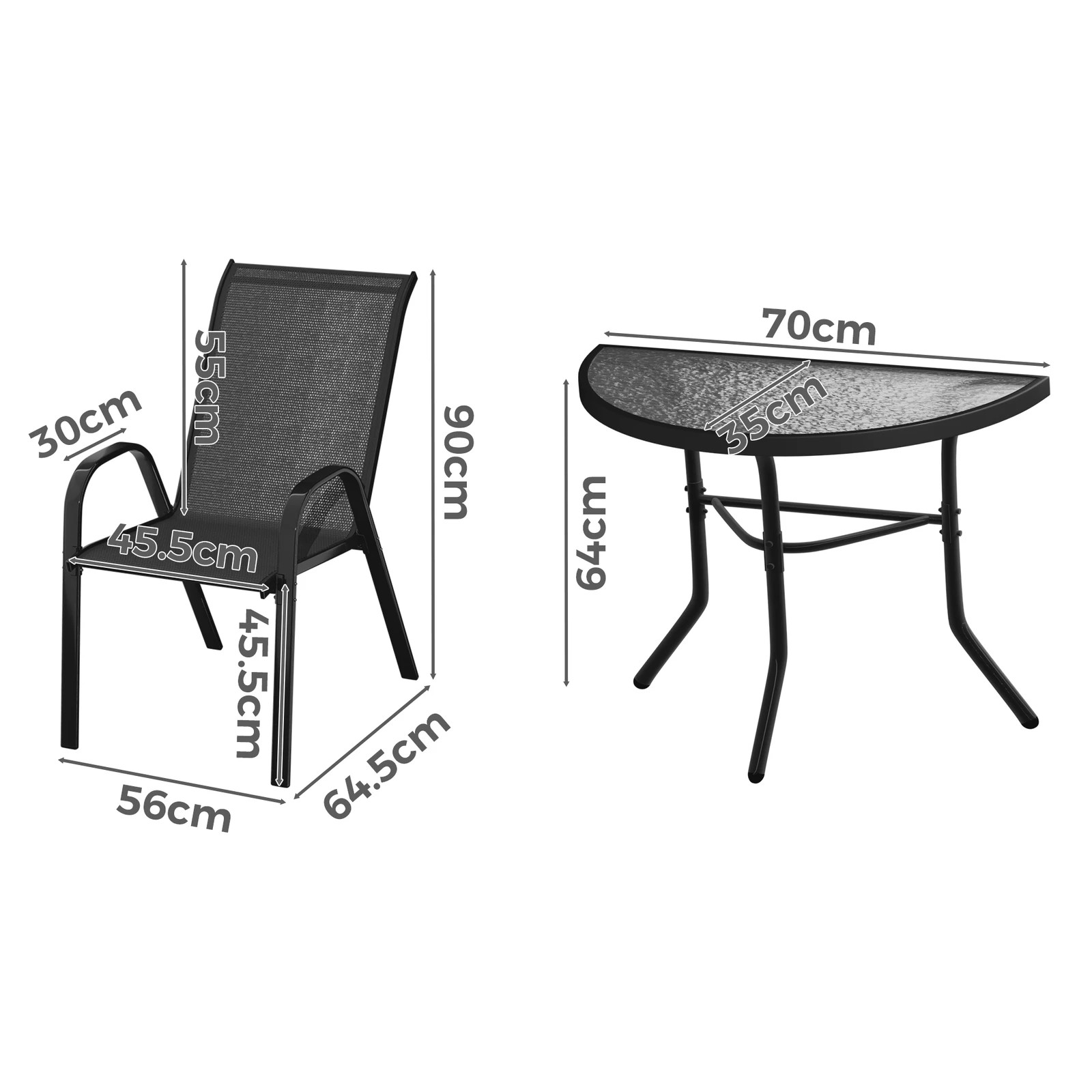 5 Alfordson 3PCS Outdoor Furniture Patio Table and Chairs Garden Bistro Set - Black, 5 of 10