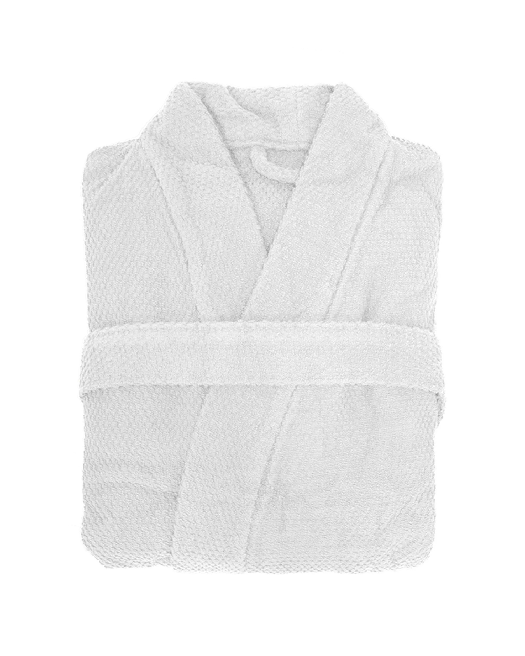 1 Bambury Angove Cotton Robe Medium Long Sleeve Towelling Bathrobe Pockets - White, 1 of 1