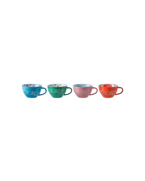 Lemon & Lime 4PK Moroccan Deco 15x12.5cm Ceramic Soup Cup Kitchenware - Multi