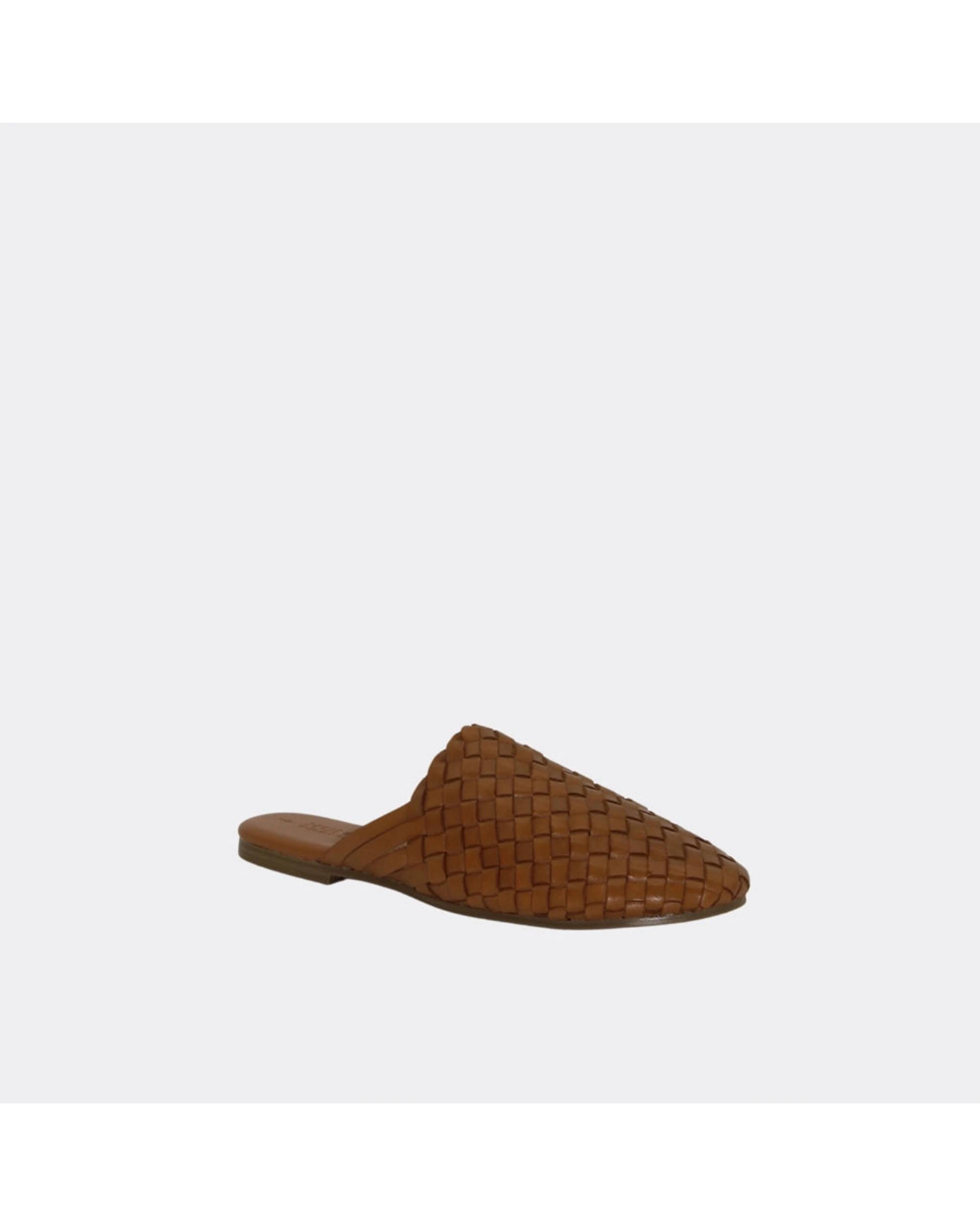 2 Human Shoes Barland Women's Mule Slide Sandals Woven Leather Natural TAN, 2 of 3