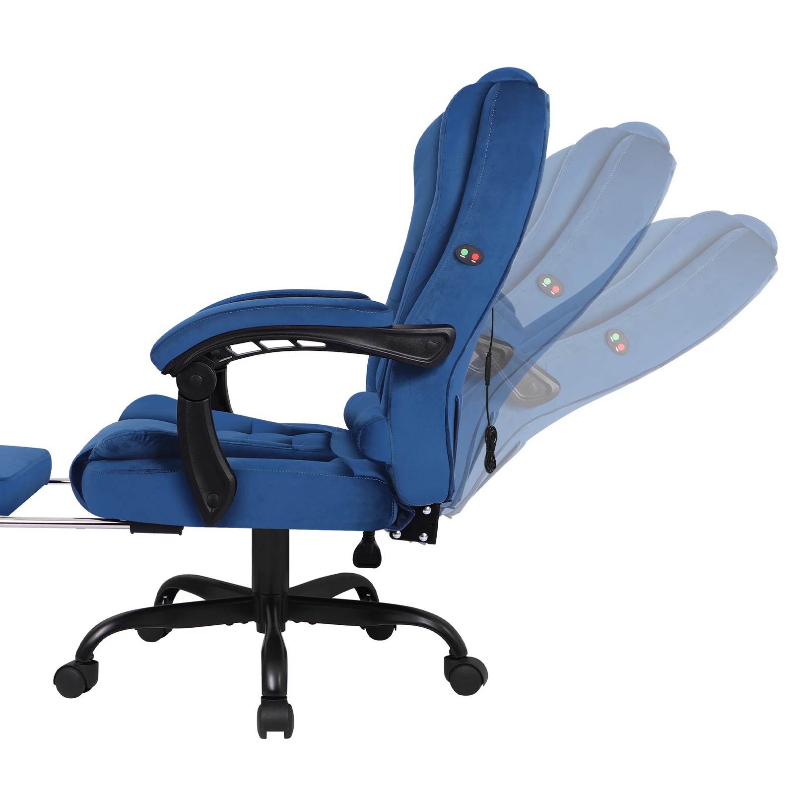 5 Alfordson Massage Office Chair Velvet Footrest Executive Gaming Racing Seat - Blue, 5 of 10