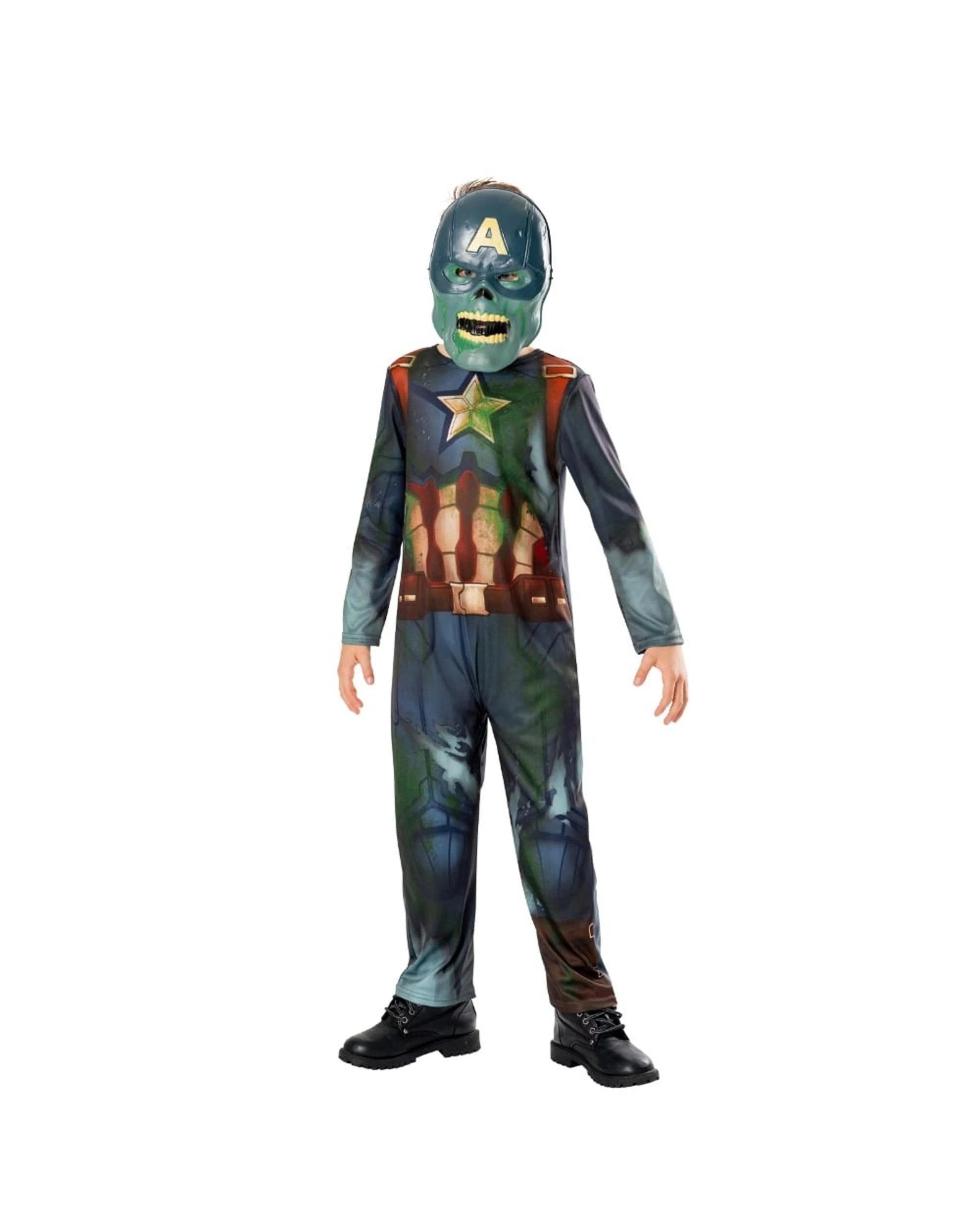 1 Marvel What If Zombie Captain America Deluxe Child Costume XL 9-10 Years, 1 of 4