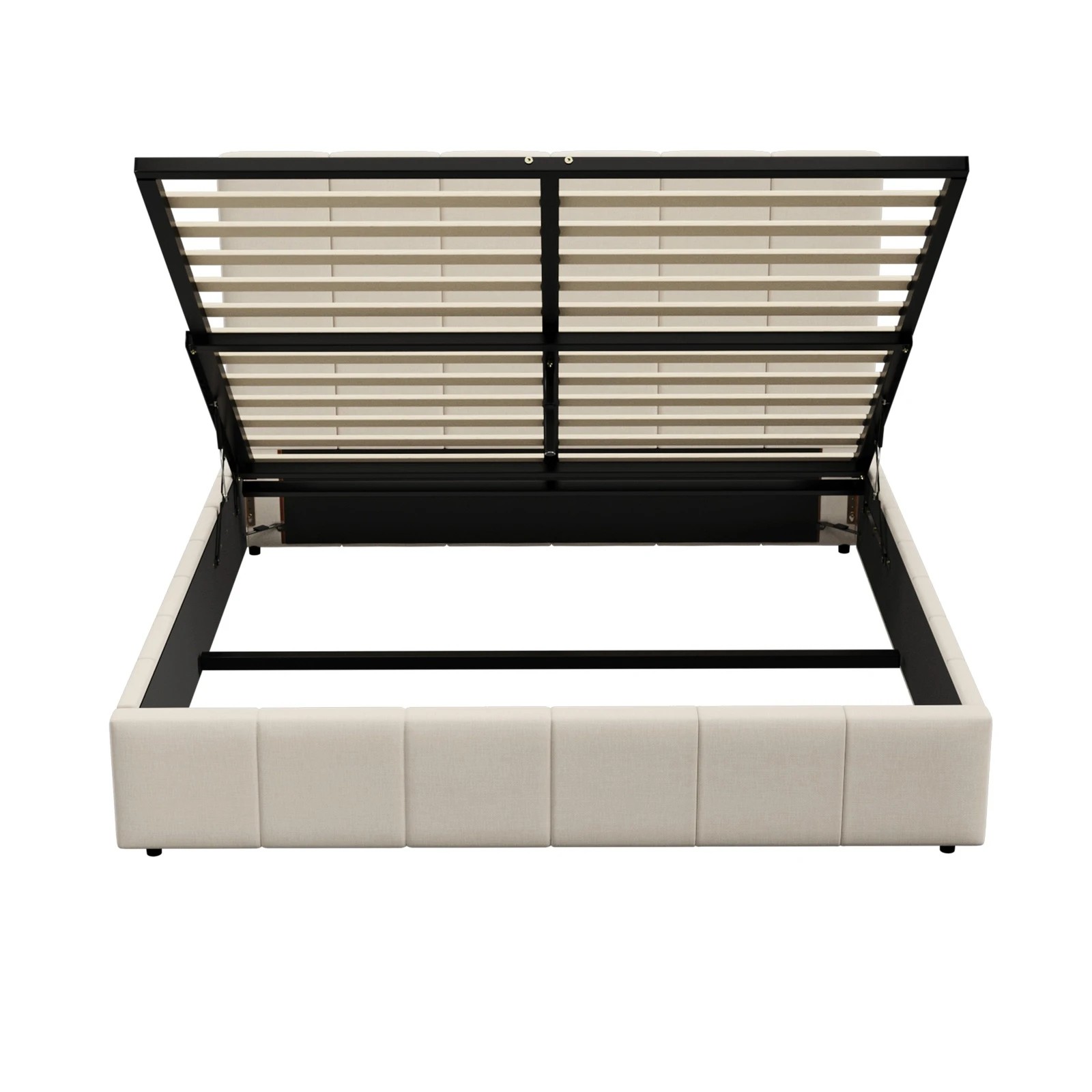 8 Oikiture Double Bed Gas Lift Base With Storage Bed Frame
 - Beige, 8 of 10