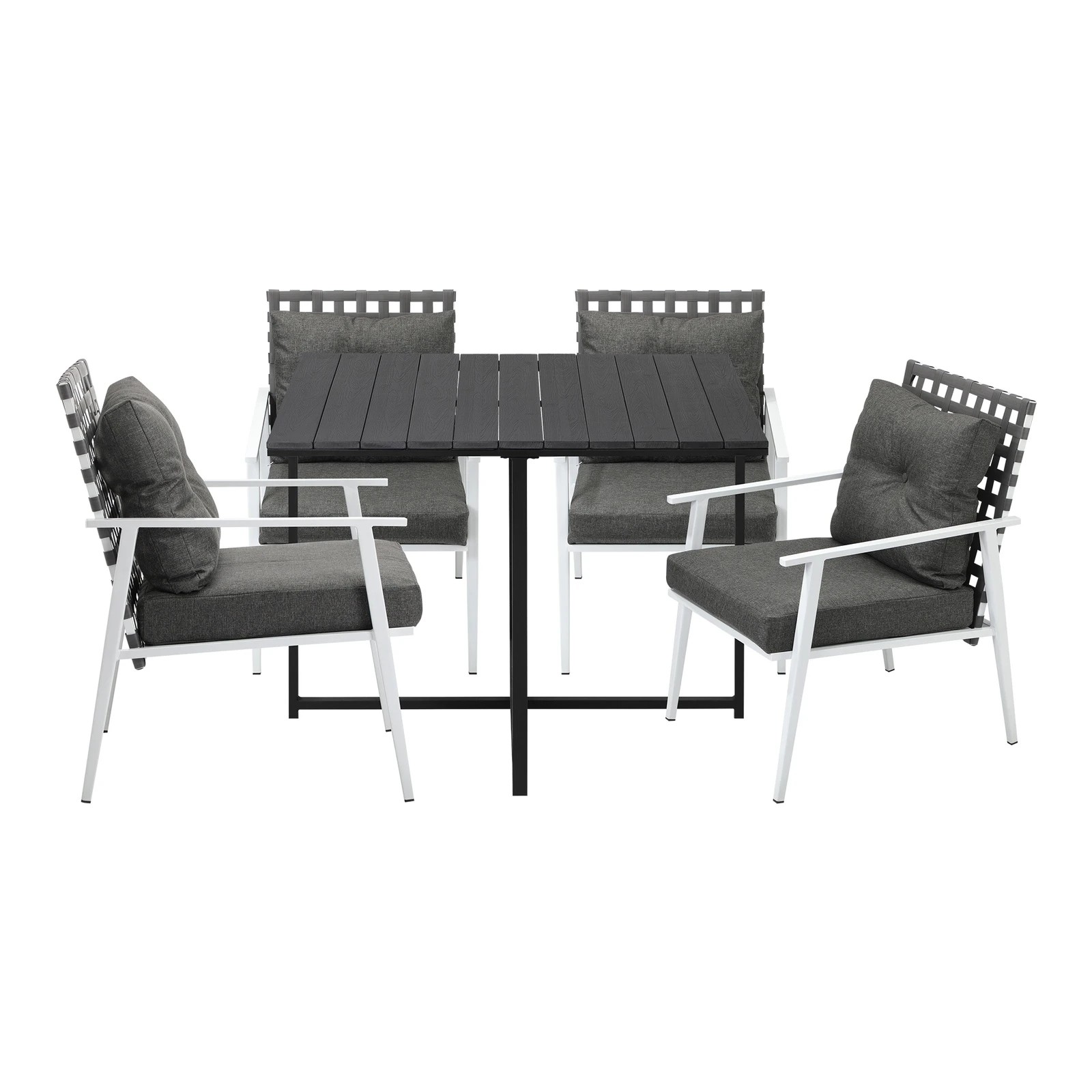 7 Livsip Outdoor Dining Set Patio Furniture Table Rattan White Chairs 5PC - Multi, 7 of 9