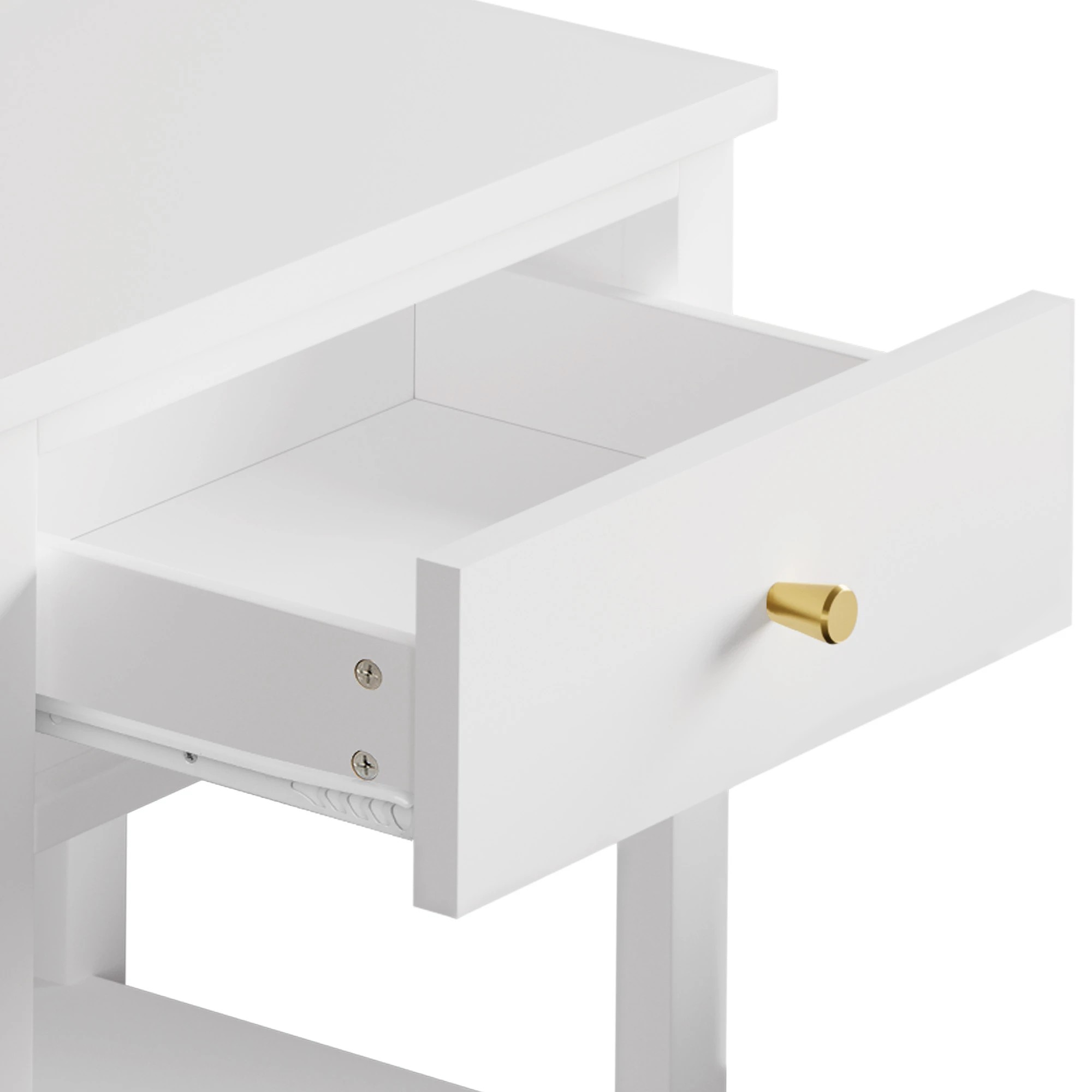 2 Alfordson Bedside Table Hamptons Nightstand Storage Side End 1 Drawer - White, 2 of 10