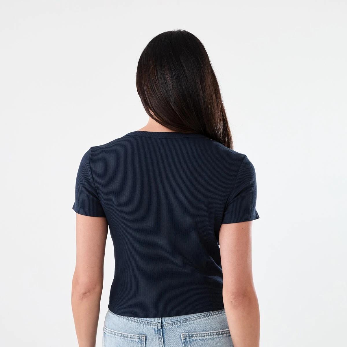 3 Short Sleeve Rib Square Neck T-shirt Navy Blaze, 3 of 5