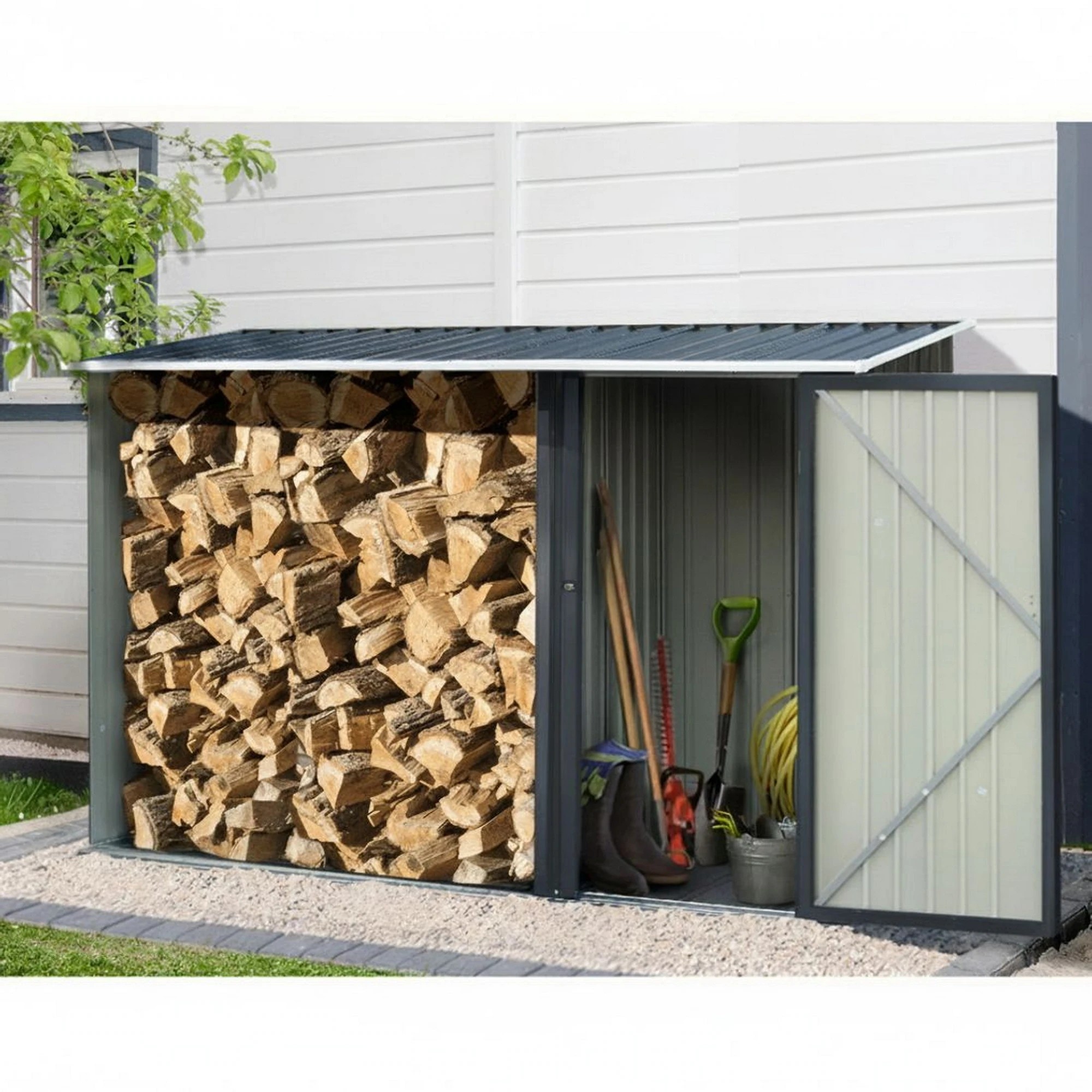 5 Giantz Garden Shed Sheds Outdoor Tool Storage Workshop House Steel 2 in 1 - Grey, 5 of 6