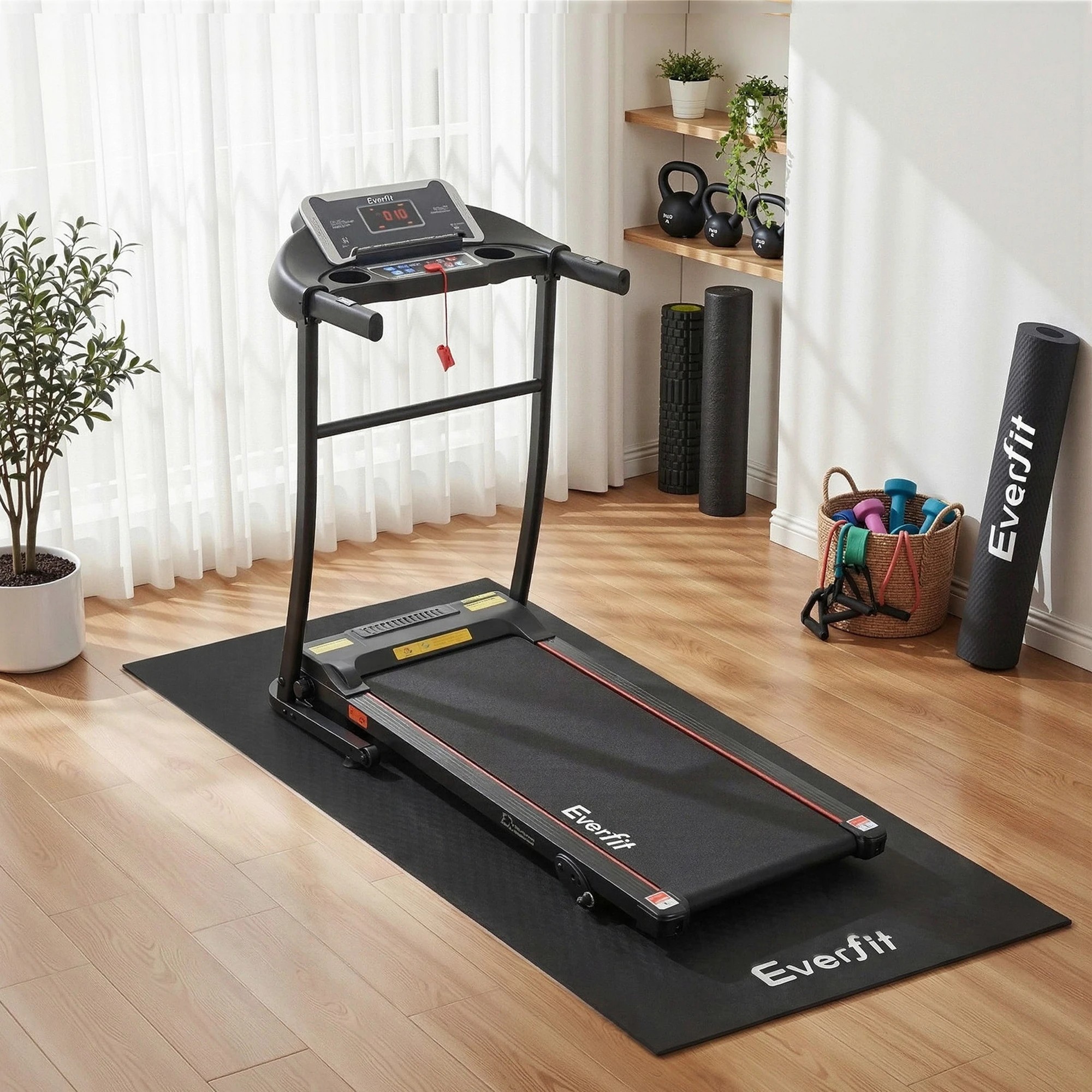 4 Everfit Exercise Equipment Mat Treadmill Floor Rug Home Gym Fitness Yoga - Black, 4 of 4