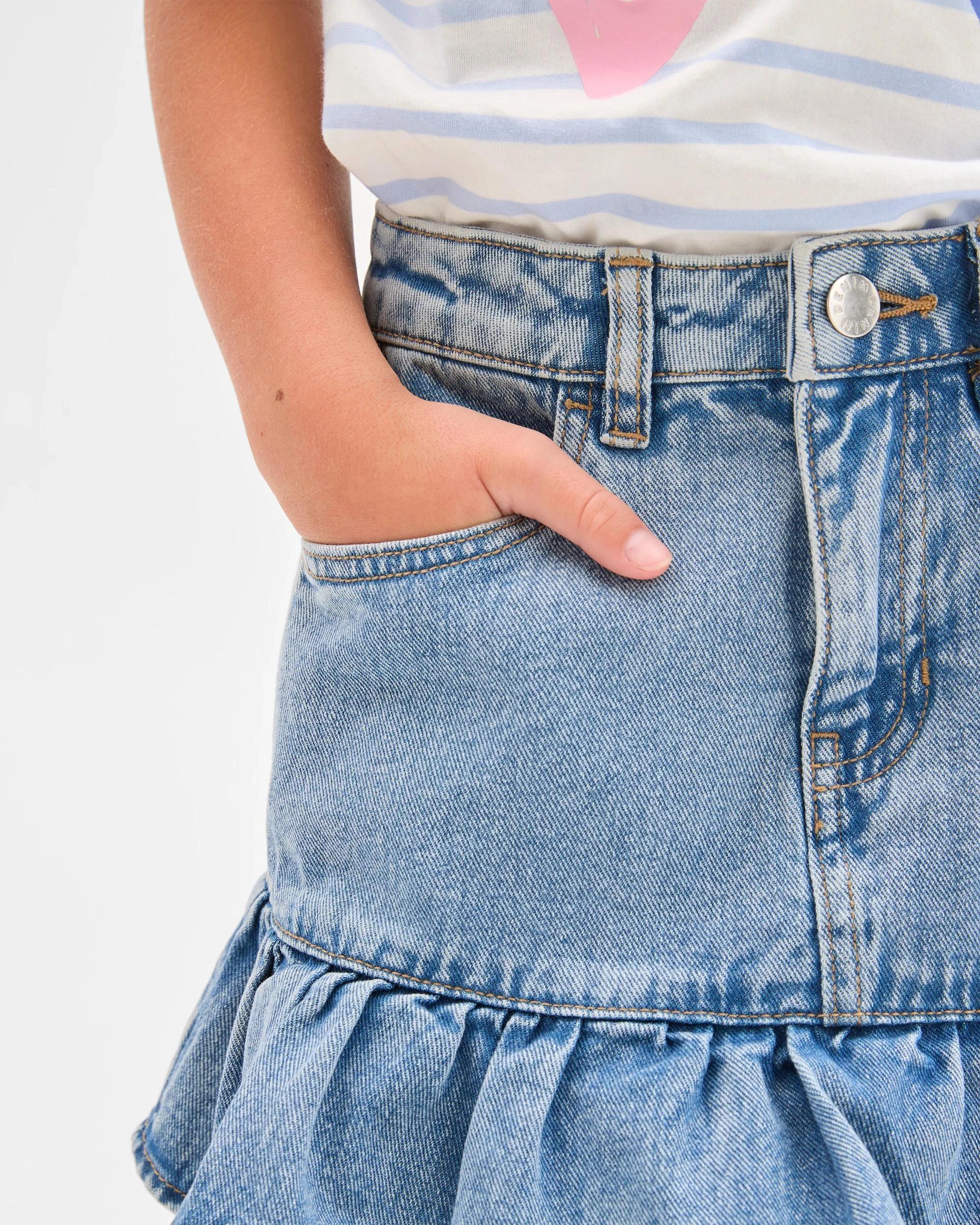 4 Target Kids Denim Frill Hem Skirt MID BLUE, 4 of 7