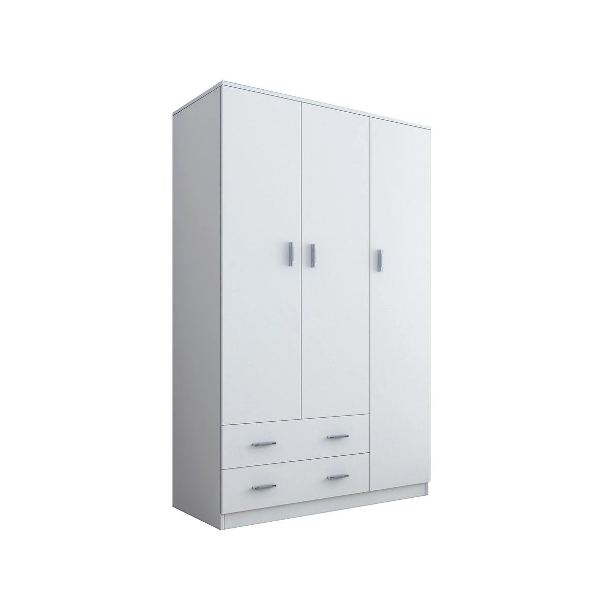 1 AUSWAY White Wardrobe Cabinet Wood Bedroom Clothes Storage Organiser Cupboard 3 Doors 2 Drawers, 1 of 7