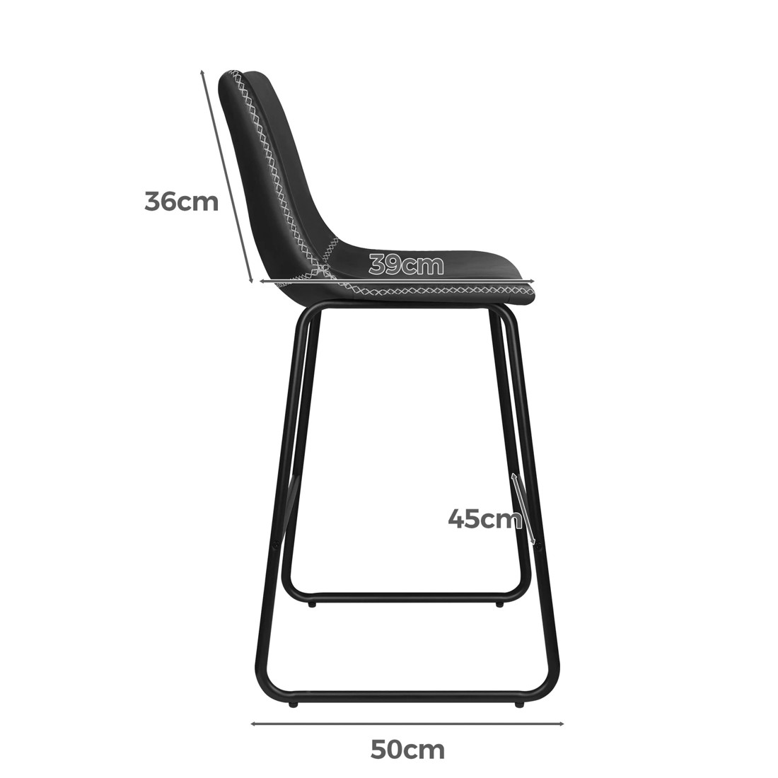 8 Alfordson 2x Bar Stools 66cm Kitchen Counter Metal Vintage Dining Chairs - Black, 8 of 8