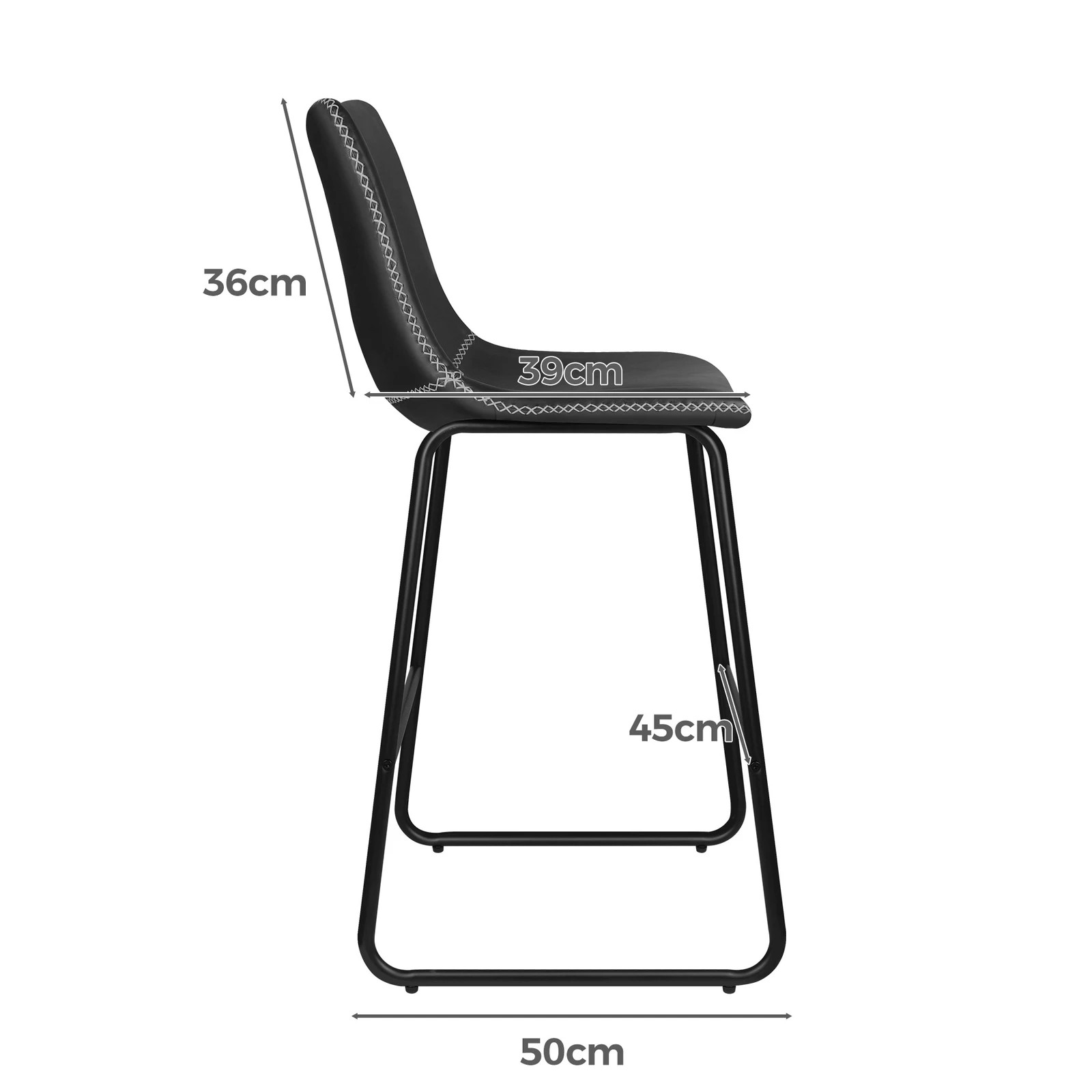 8 Alfordson 2x Bar Stools 66cm Kitchen Counter Metal Vintage Dining Chairs - Black, 8 of 8