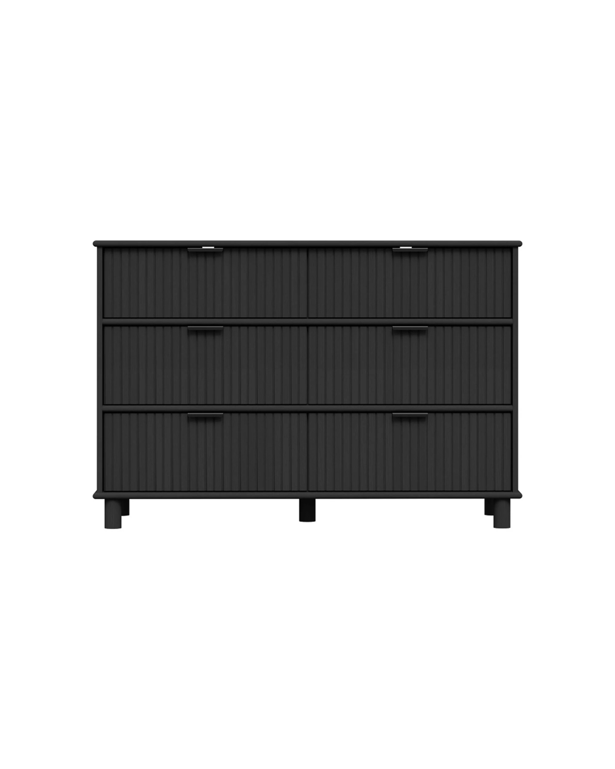3 Alpine Bay Sorrento 6 Drawer Chest Vertical Groove Detail Storage Unit Woodgrain - Black, 3 of 8