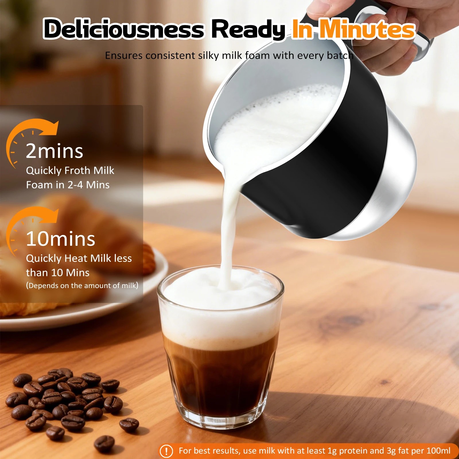 4 Advwin Electric Milk Frother, 4-IN-1 Milk Foam Frother & Warmer with 600ml Milk Jug, 4 of 7