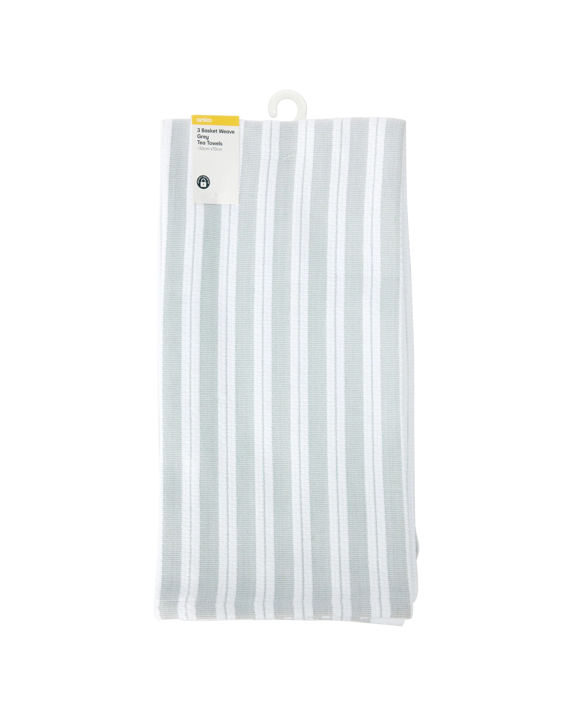 4 3 Pack Grey Basket Weave Extra Large Tea Towels, 4 of 4