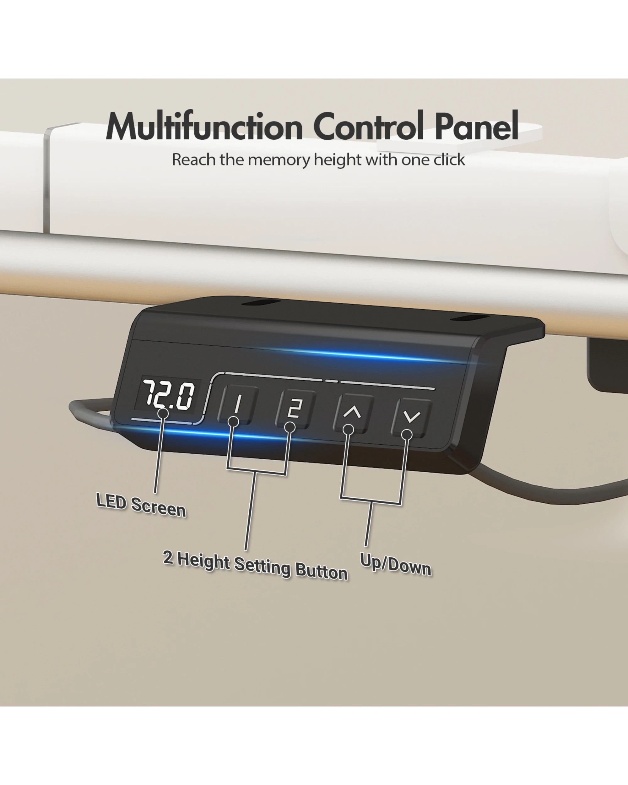 1 Advwin Standing Desk Frame Electric Height Adjustable No Desktop - White, 1 of 2