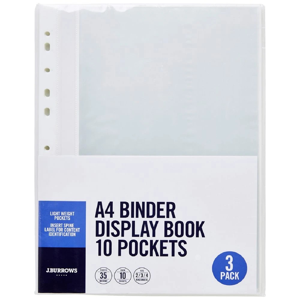 1 J.Burrows Binder Display Book A4 Clear 3 Pack, 1 of 3