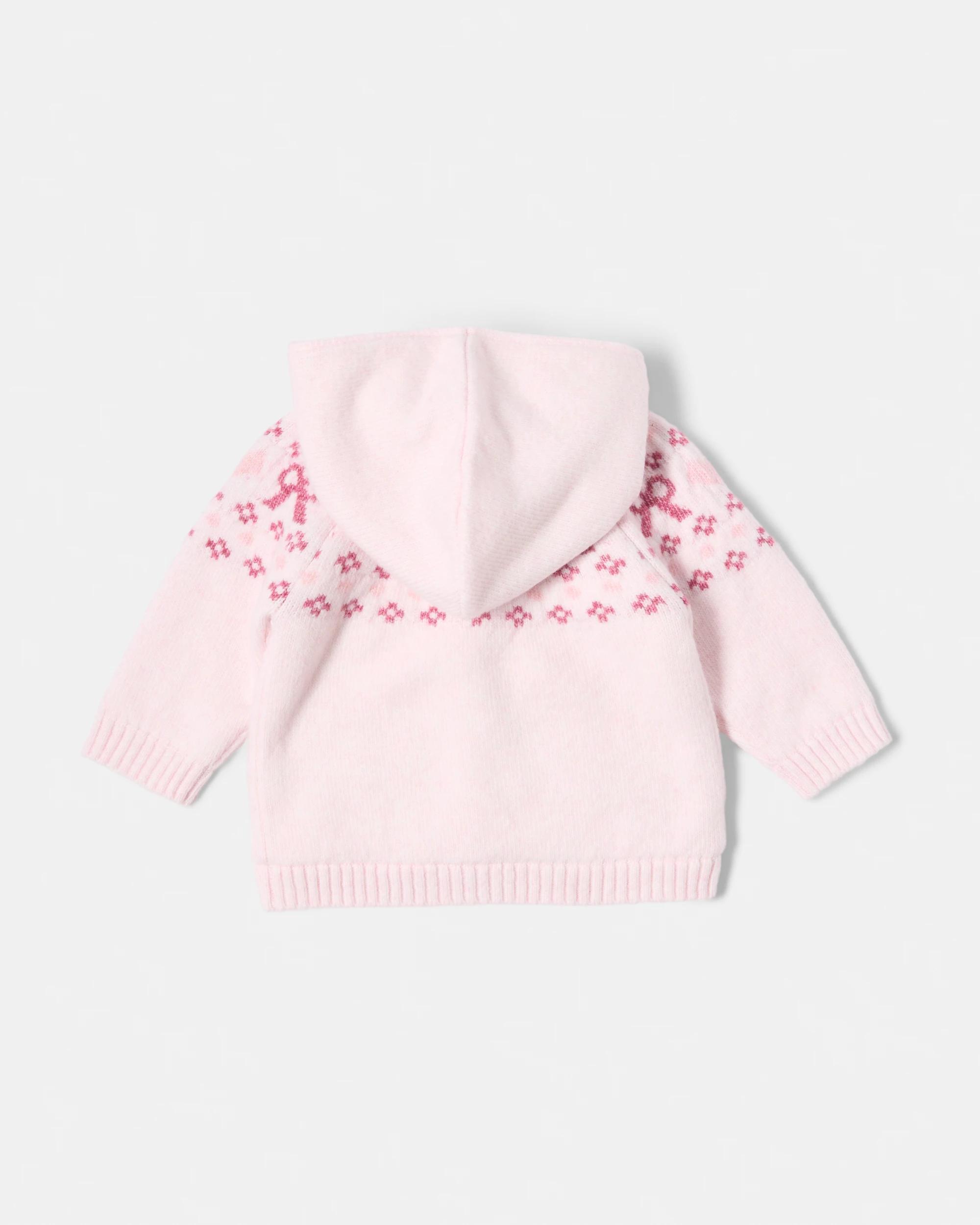2 Sherpa Cable Cardigan Pink Marle, 2 of 3