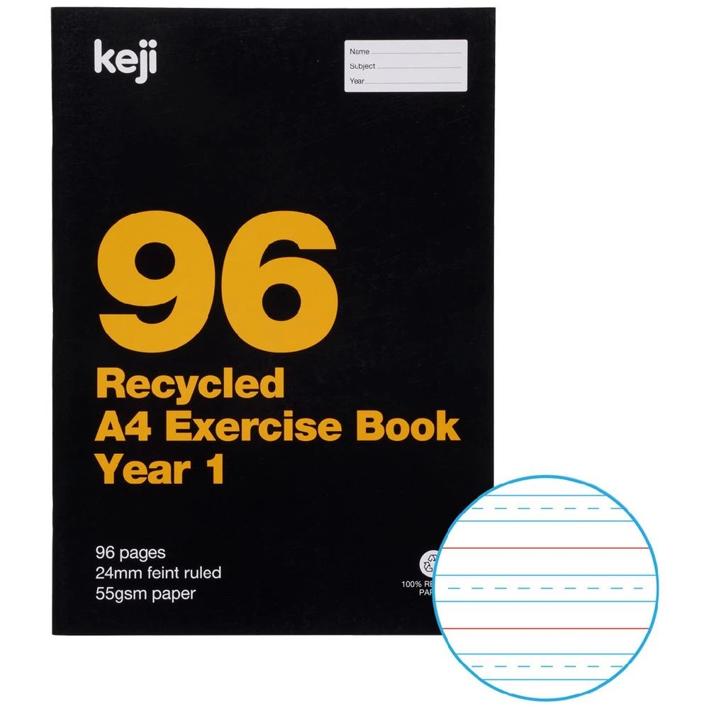 1 Keji A4 55gsm 24mm Ruled Exercise Book Year 1 QLD 96 Page, 1 of 3
