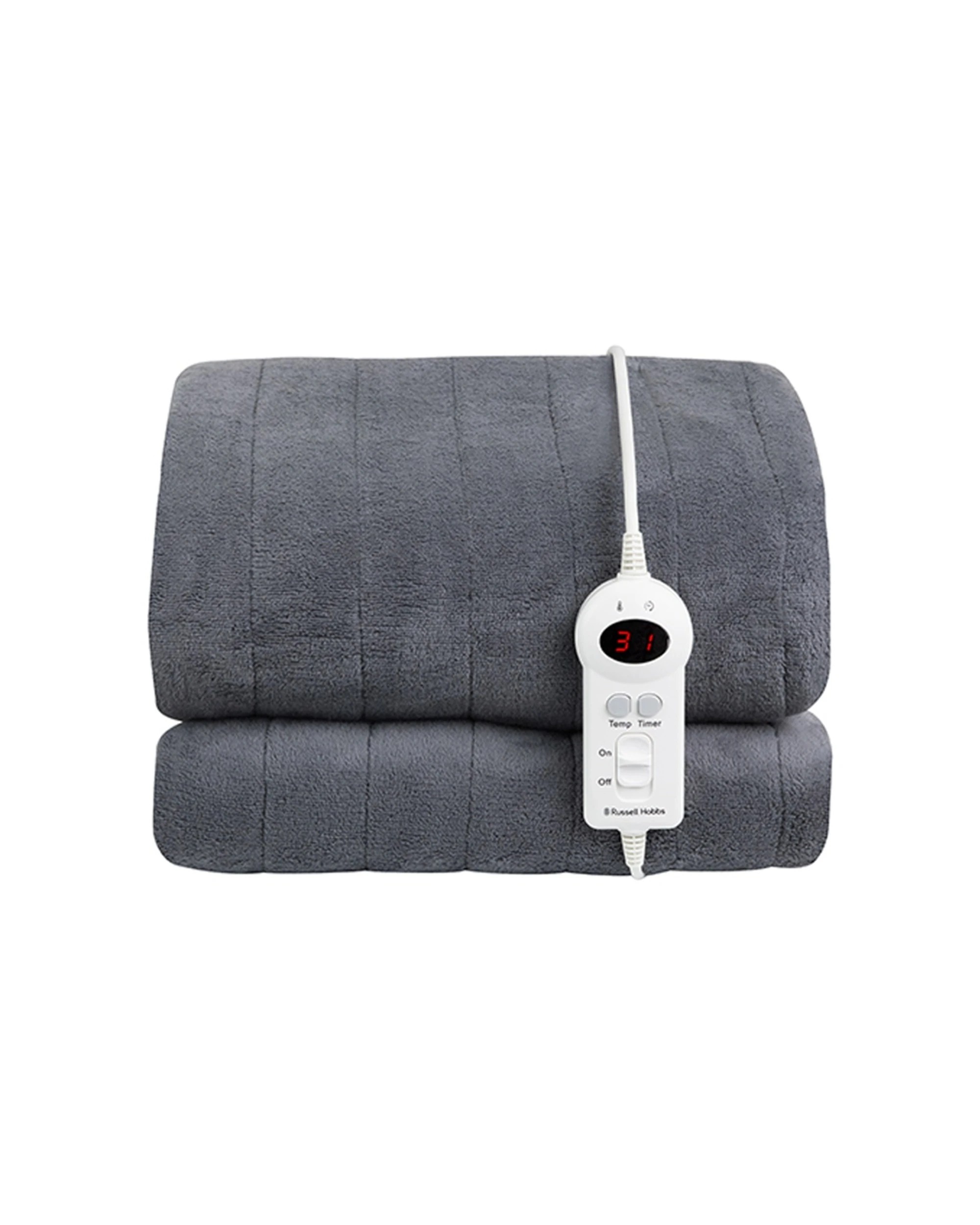 1 Russell Hobbs Soft Microfleece Heated Throw with 9 Heat Settings 180x130cm - Grey, 1 of 2