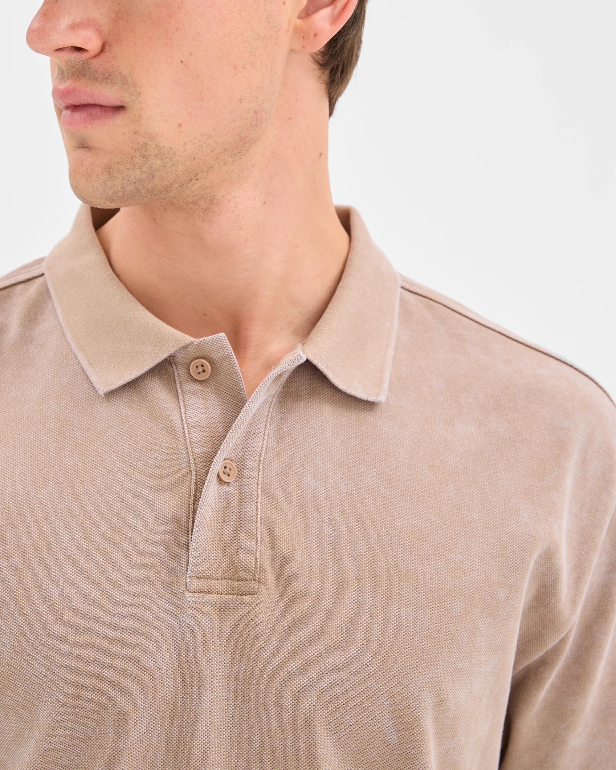 4 Commons Australian Cotton Overdyed Pique Polo Top TIMBER, 4 of 6