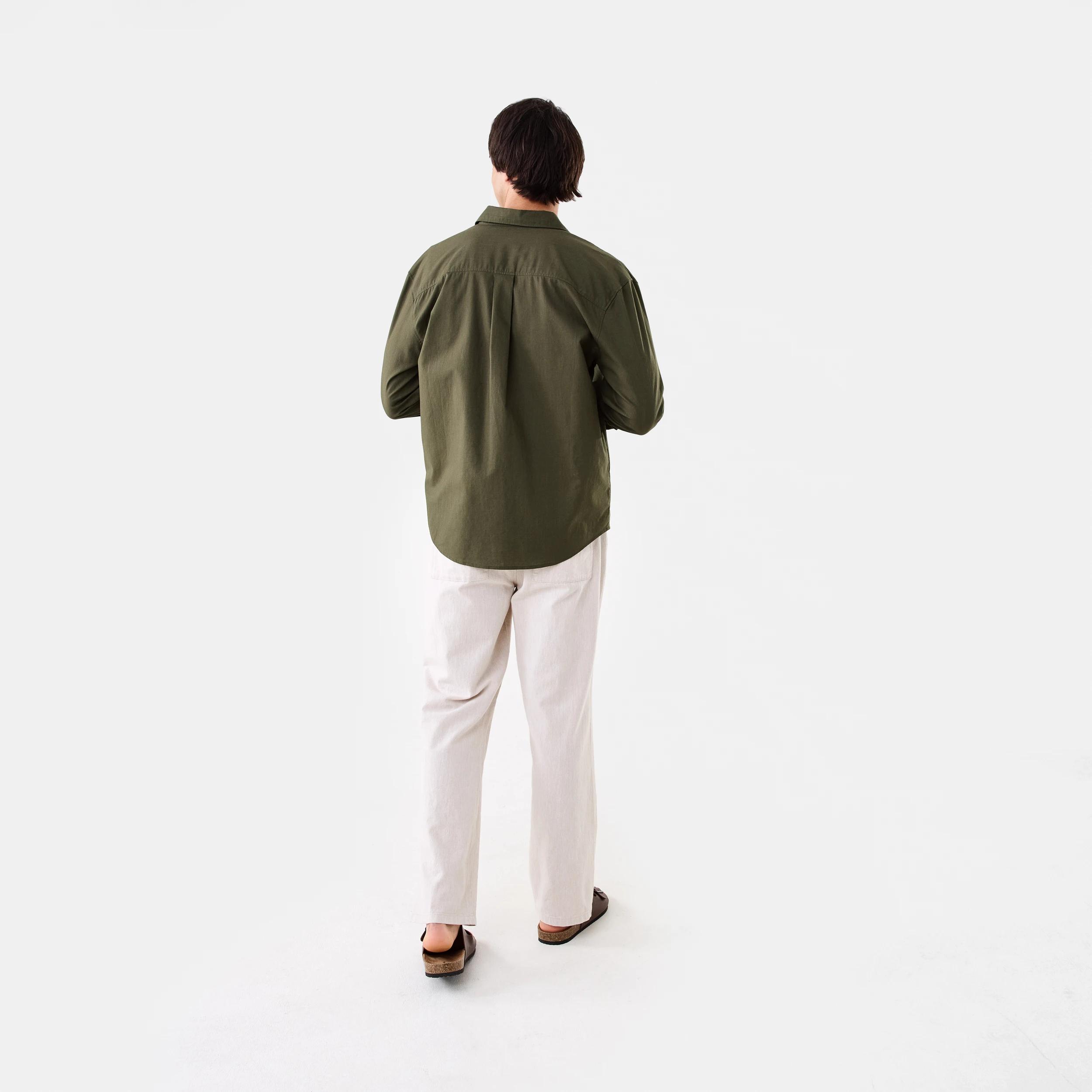 4 Long Sleeve Cotton Linen Shirt UNI KHAKI, 4 of 9