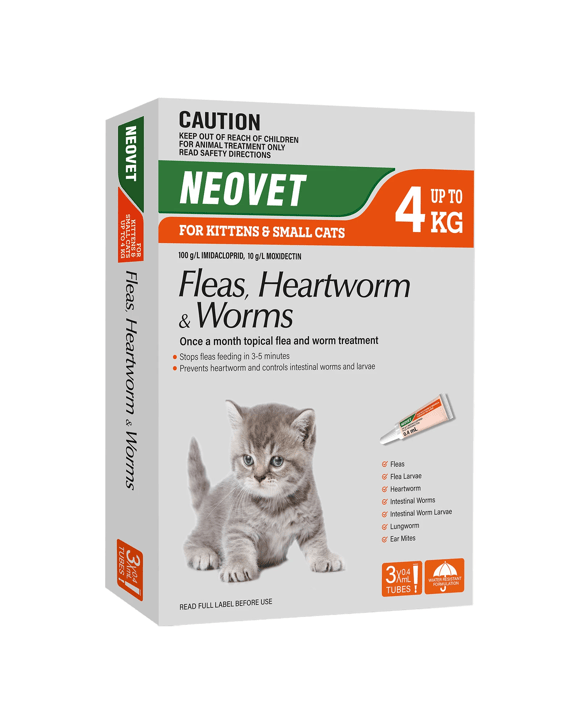 Neovet Flea And Worming For Kittens And Small Cats Up to 4kg Orange 3 Pack