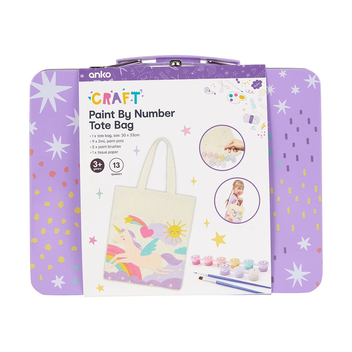1 13 Piece Paint by Number Tote Bag - Unicorn, 1 of 9