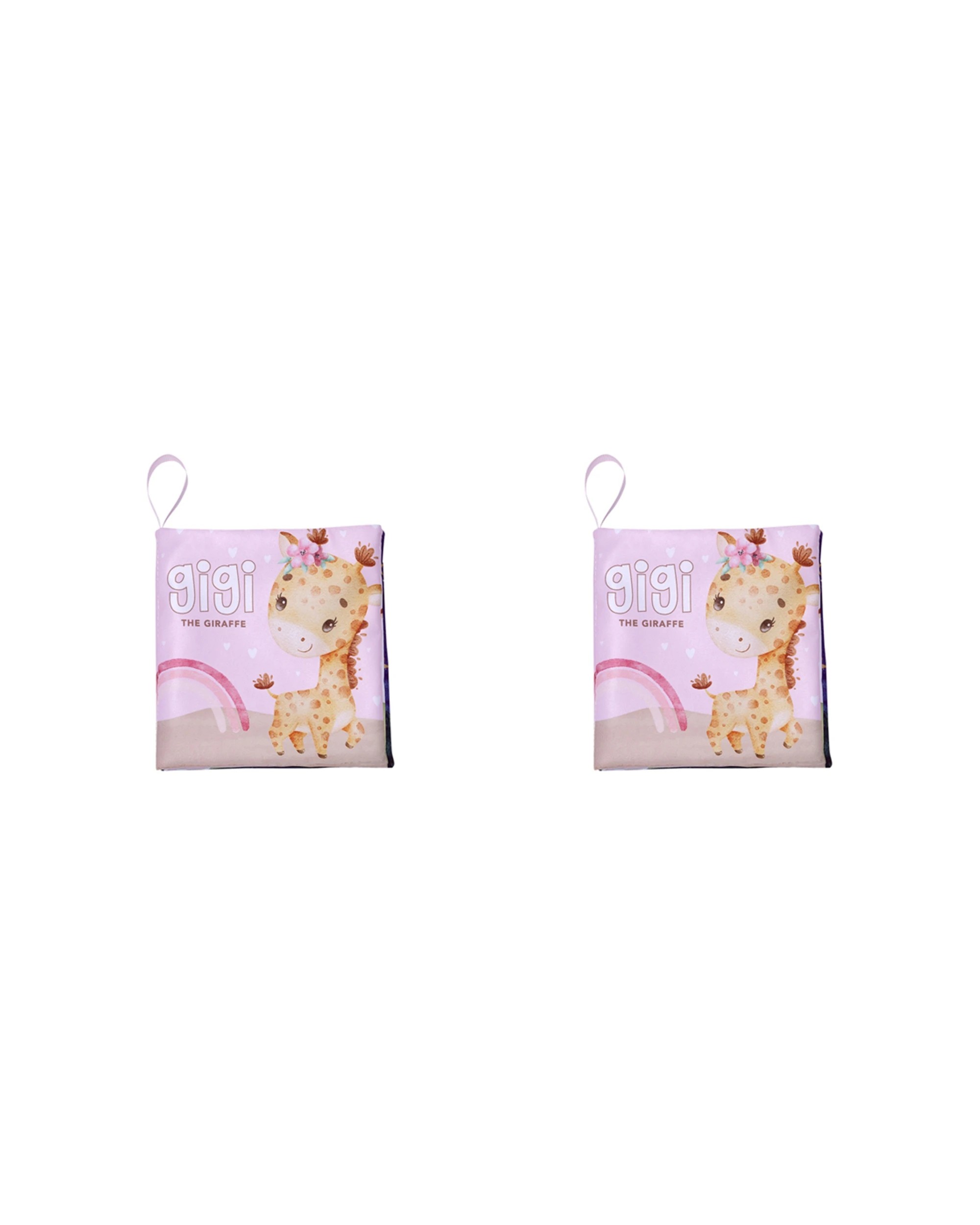 1 Splosh 2x Baby Giraffe Cloth Book Sensory Educational Toy Polyester Soft Fabric 18.5cm - Pink, 1 of 4