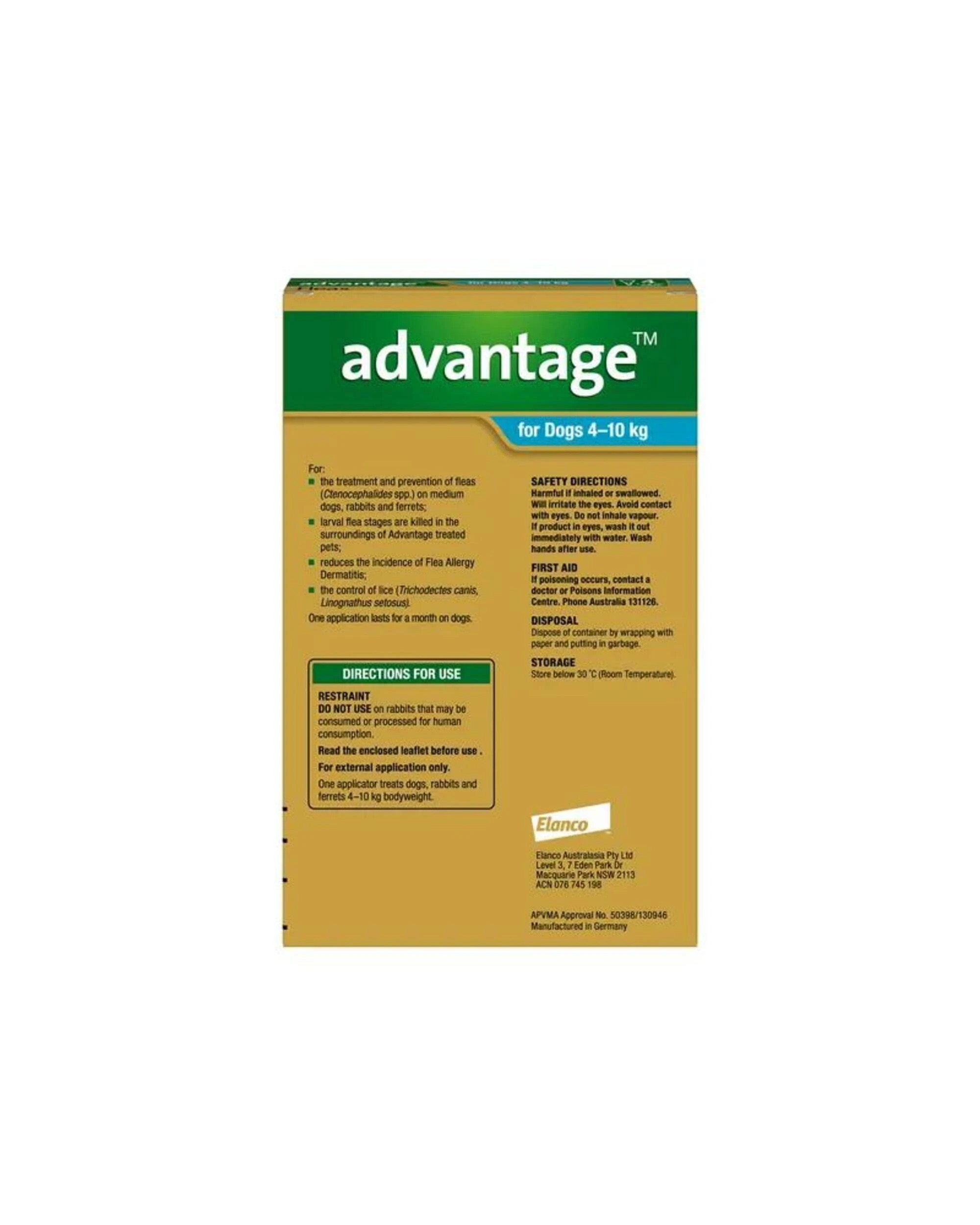 2 Advantage Medium Dog 4-10kg Teal Spot On Flea Treatment 6 Pack, 2 of 2